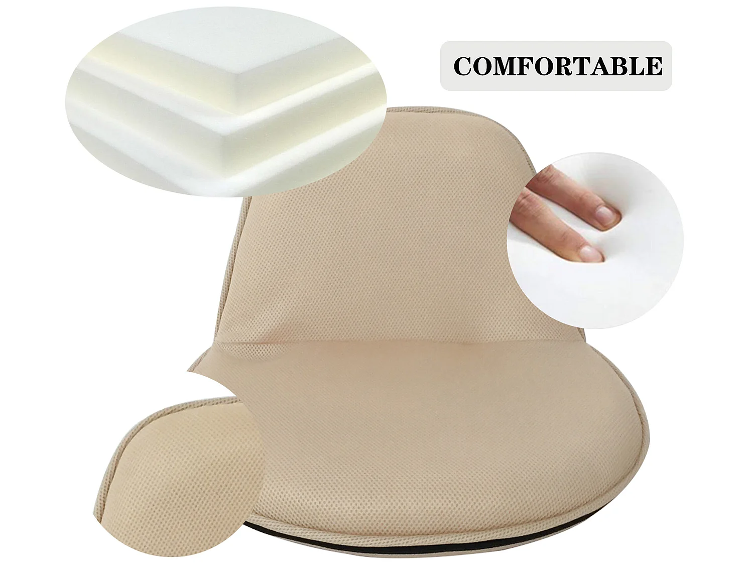 Chaise de Méditation Pliant Tissu Beige 44x52x50