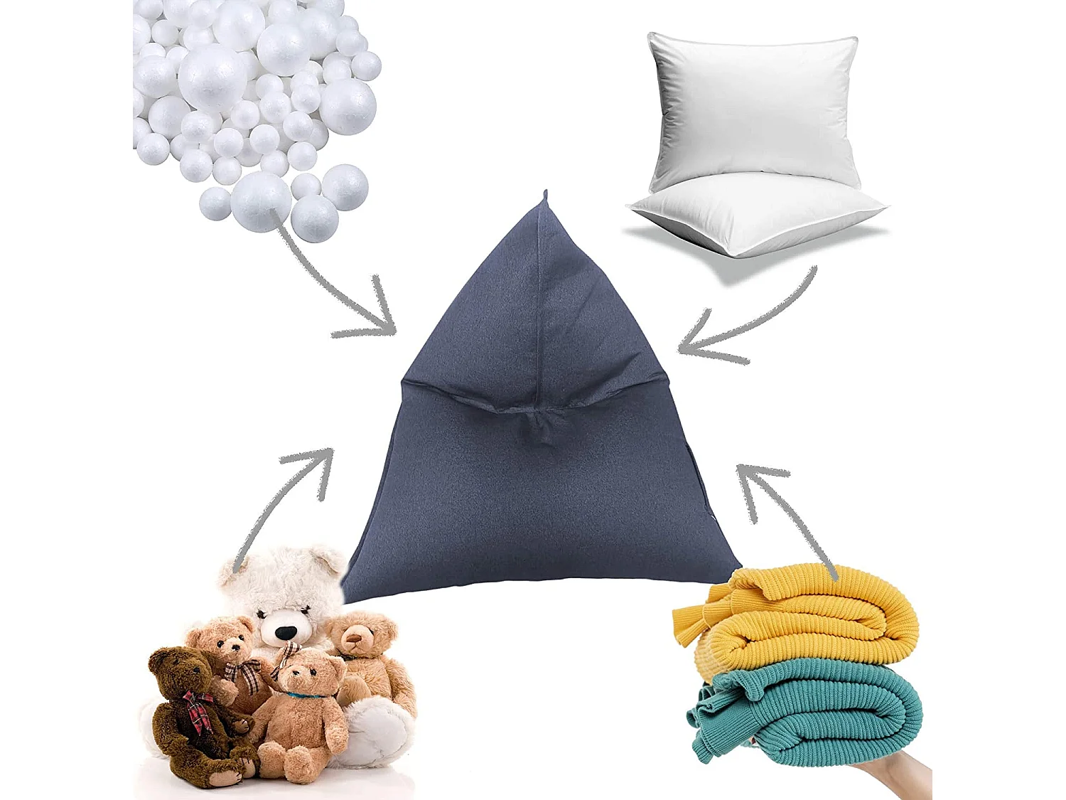 Poltrona sem enchimento Saco azul de poliéster Zipper 50x110x130