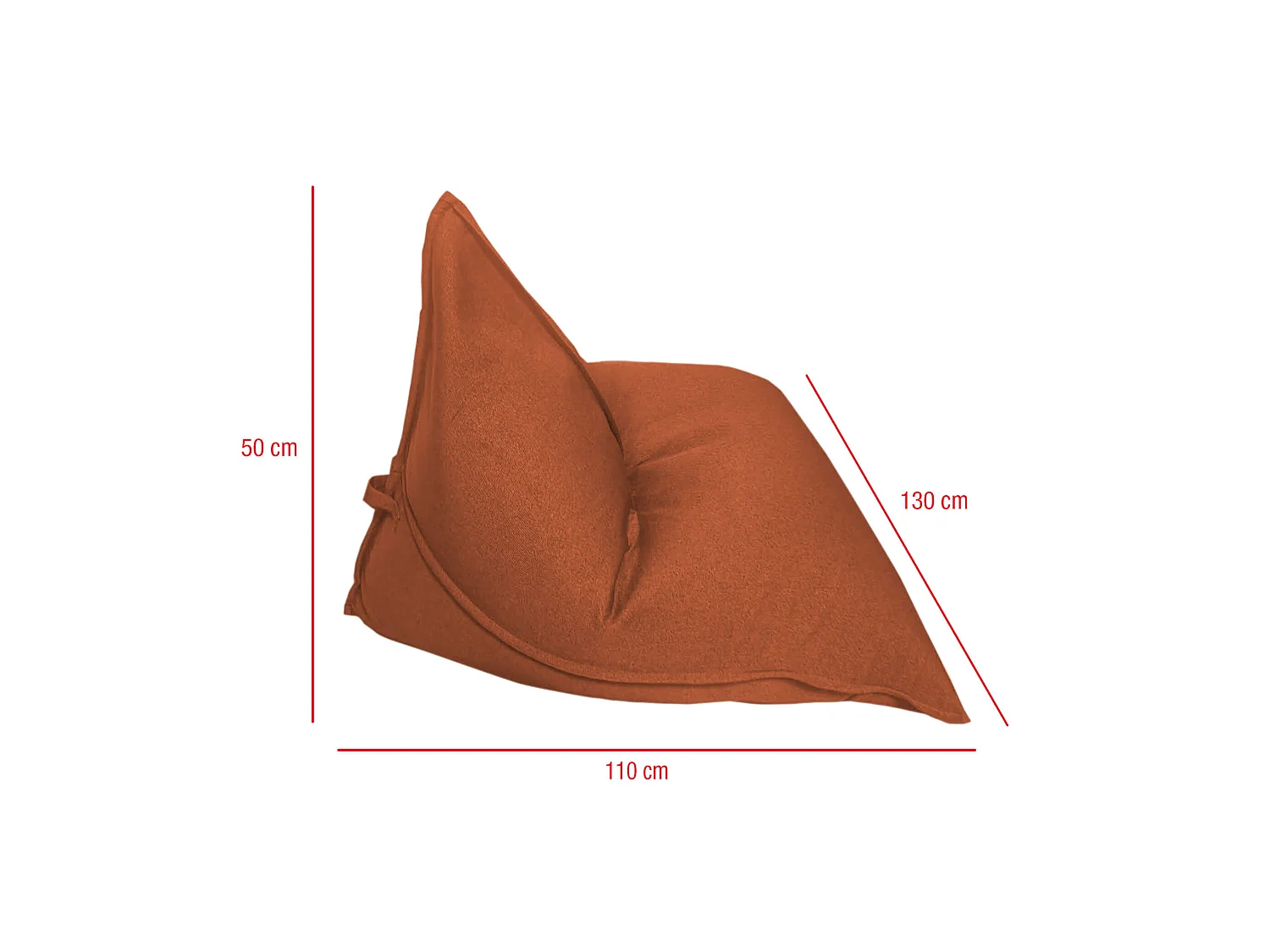 Fodera Pouf Pera Vuoto Arancione Poliestere Cerniera 50x110x130