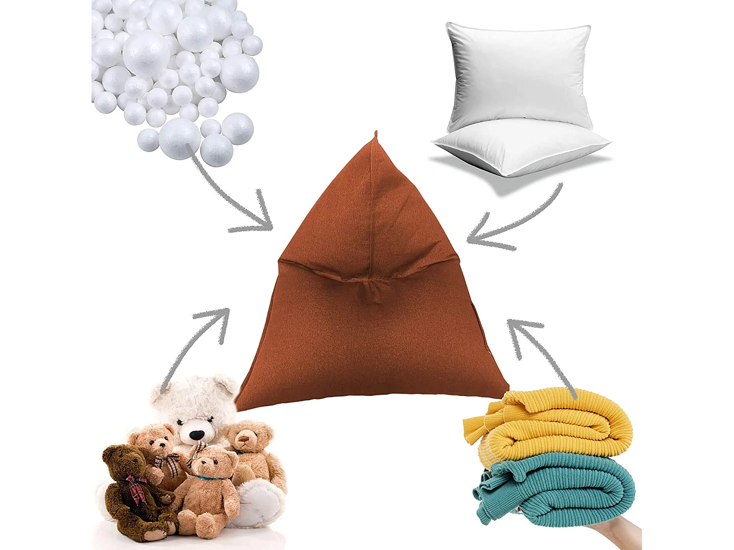 Housse Pouf Poire Fermeture Éclair Polyester Orange 50x110x130