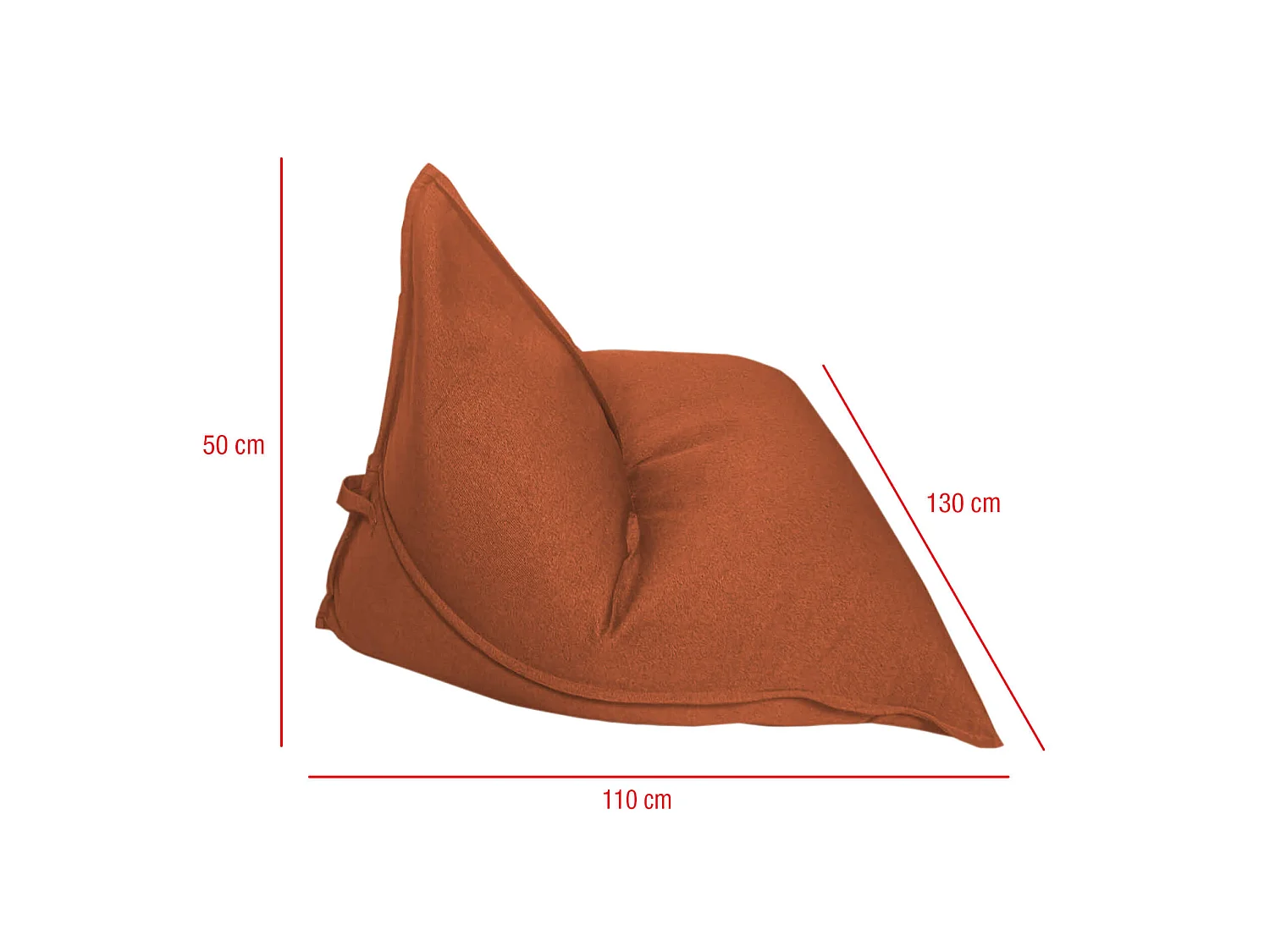 Housse Pouf Poire Fermeture Éclair Polyester Orange 50x110x130