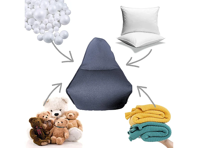 Fodera Pouf Poltroncina Vuota Blu Poliestere Da Interno 70x80x90