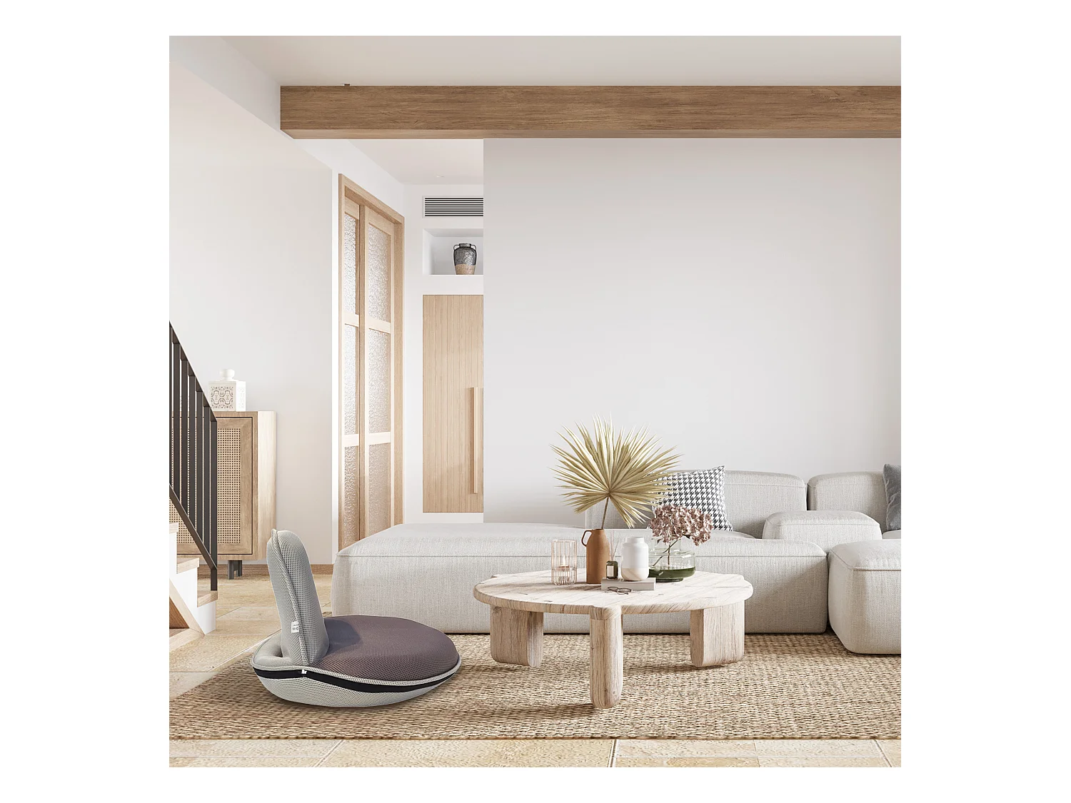 Poltrona da Meditazione Pieghevole Tessuto Grigio 44x52x50