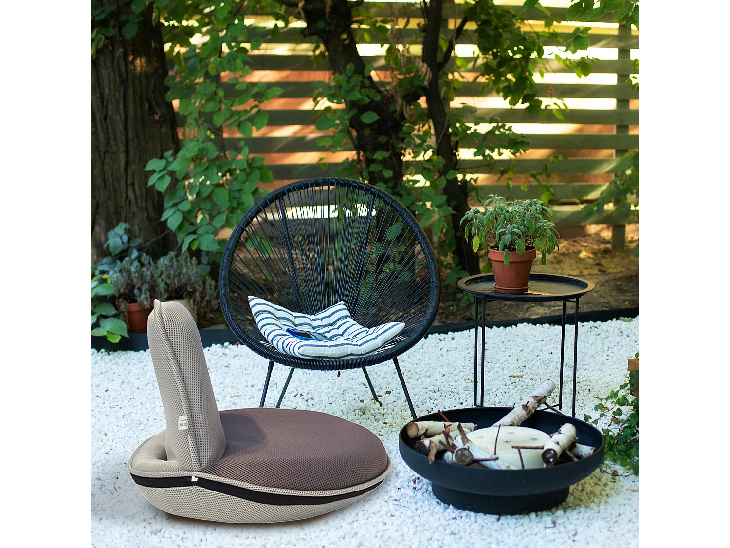 Poltrona da Meditazione Pieghevole Tessuto Grigio 44x52x50