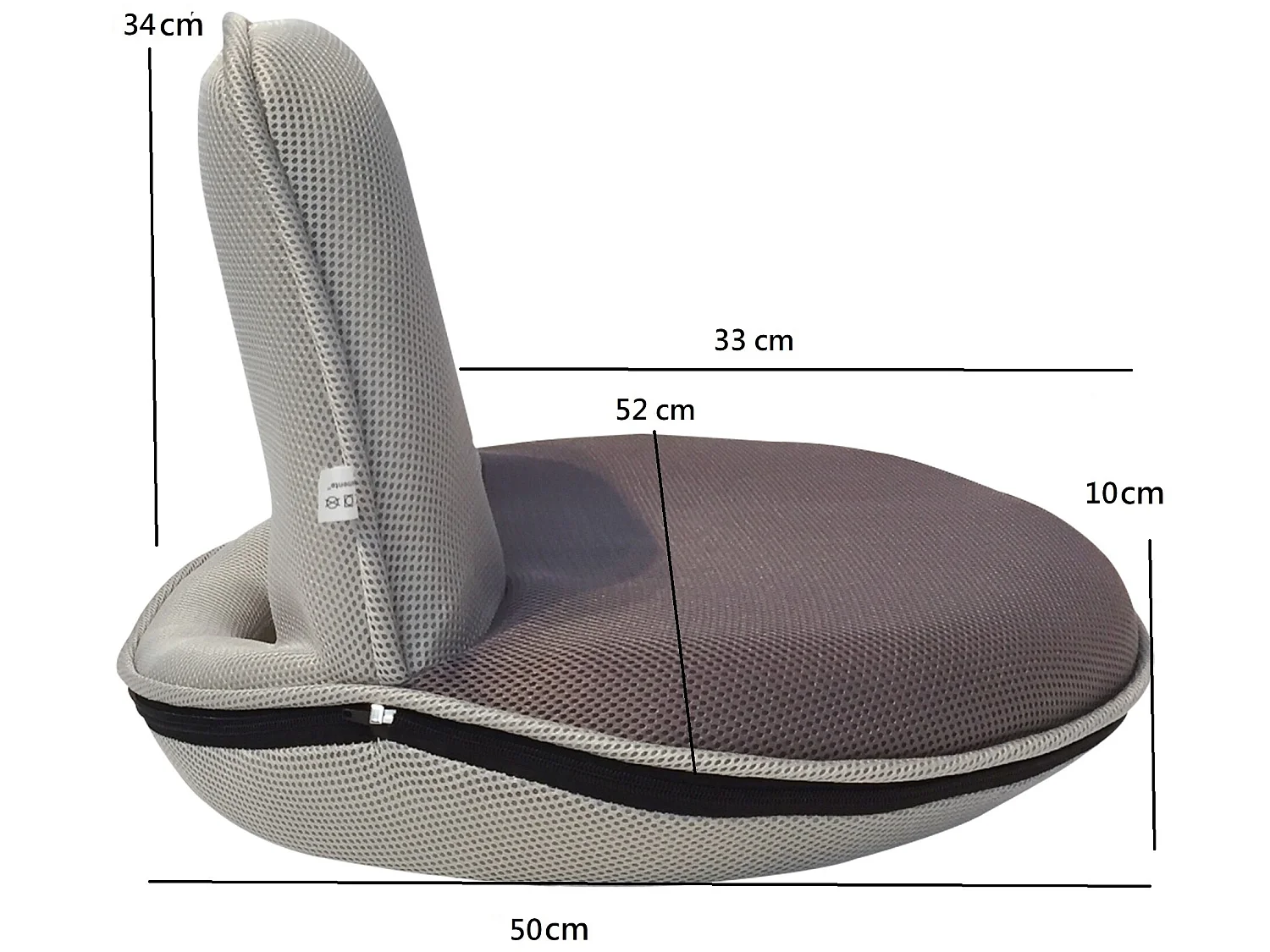 Poltrona da Meditazione Pieghevole Tessuto Grigio 44x52x50