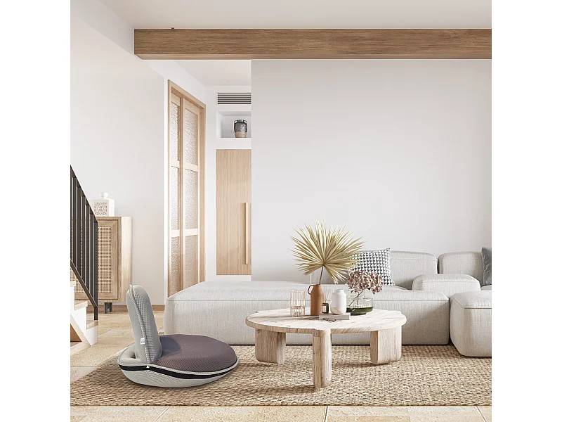 Poltrona da Meditazione Pieghevole Tessuto Grigio 44x52x50