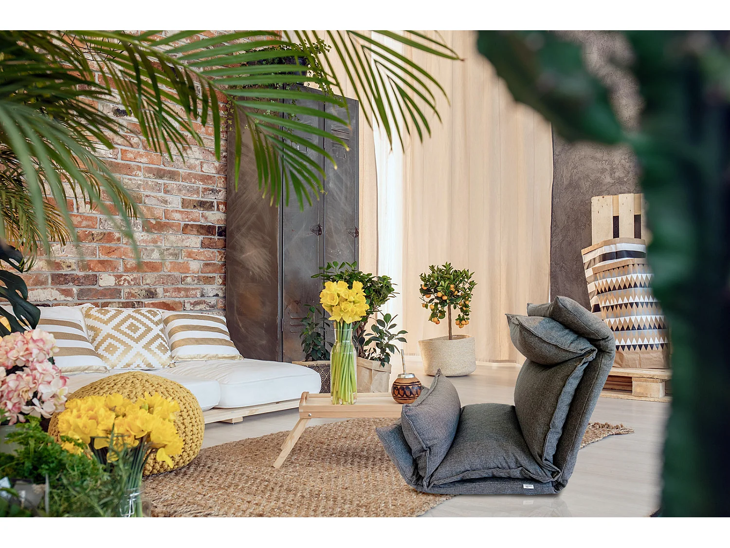 Siege De Sol Chaise De Méditation Gris Clair Métal 70x56x70