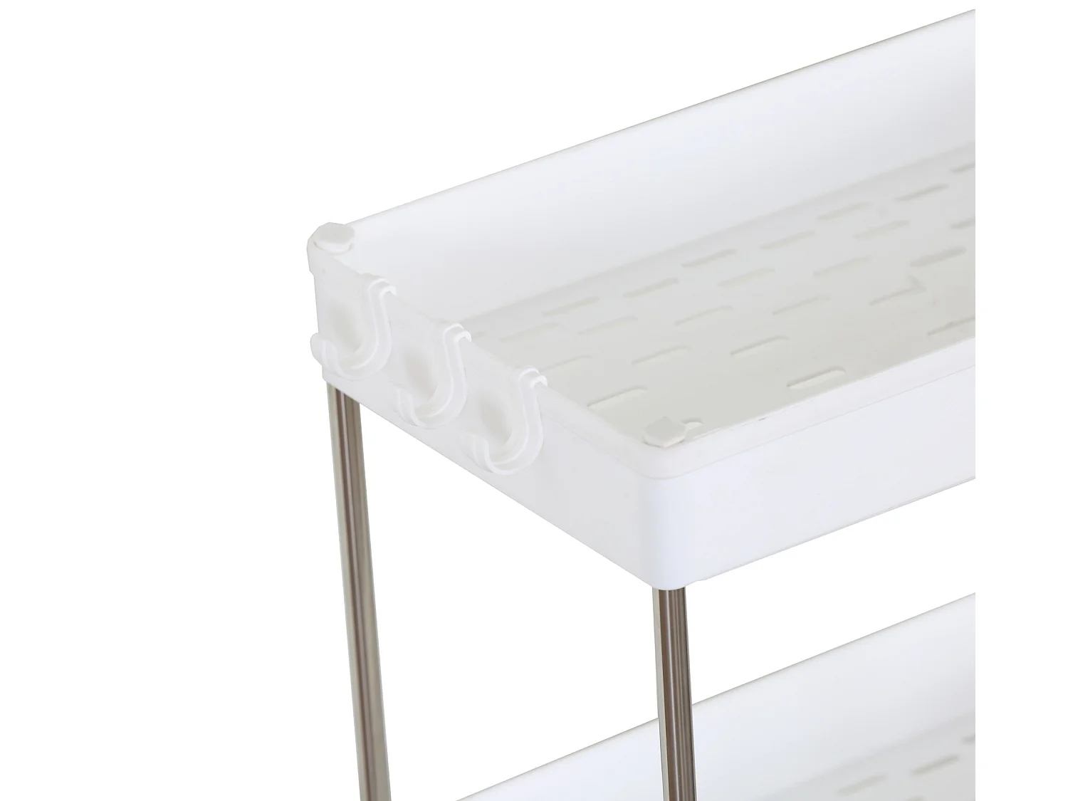 Carrinho de cozinha com 4 rodas Armazenamento 3 Prateleiras Plásticas Brancas