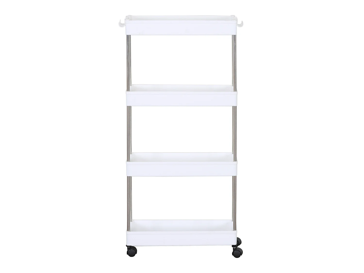 Chariot de cuisine Salle de bain avec roues 4 étagères Plastique Blanc