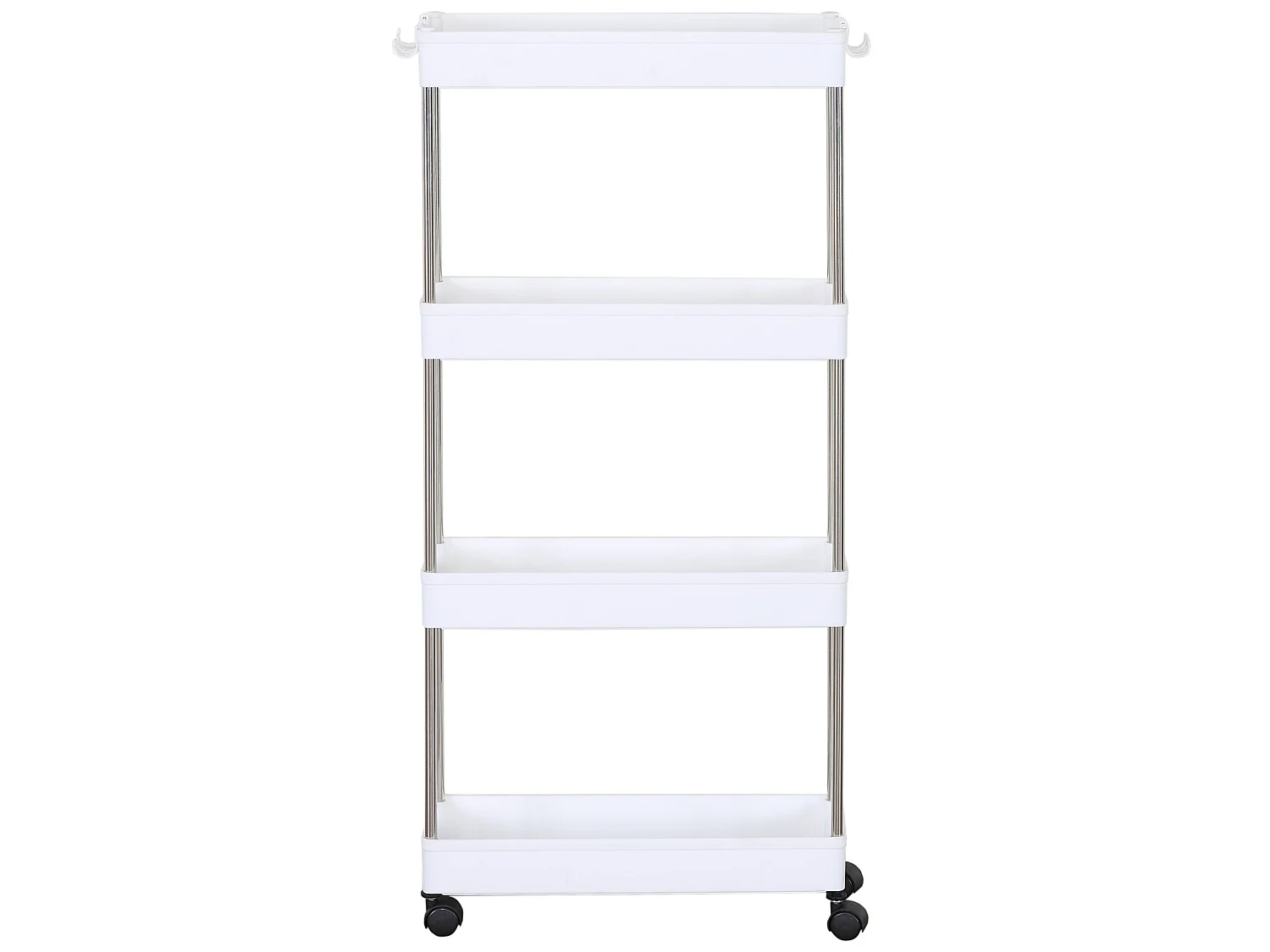 Chariot de cuisine Salle de bain avec roues 4 étagères Plastique Blanc