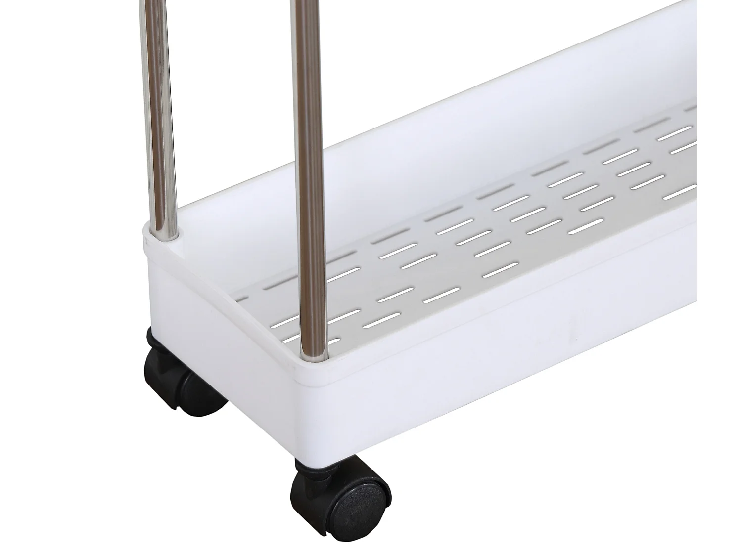 Chariot de cuisine Salle de bain avec roues 4 étagères Plastique Blanc