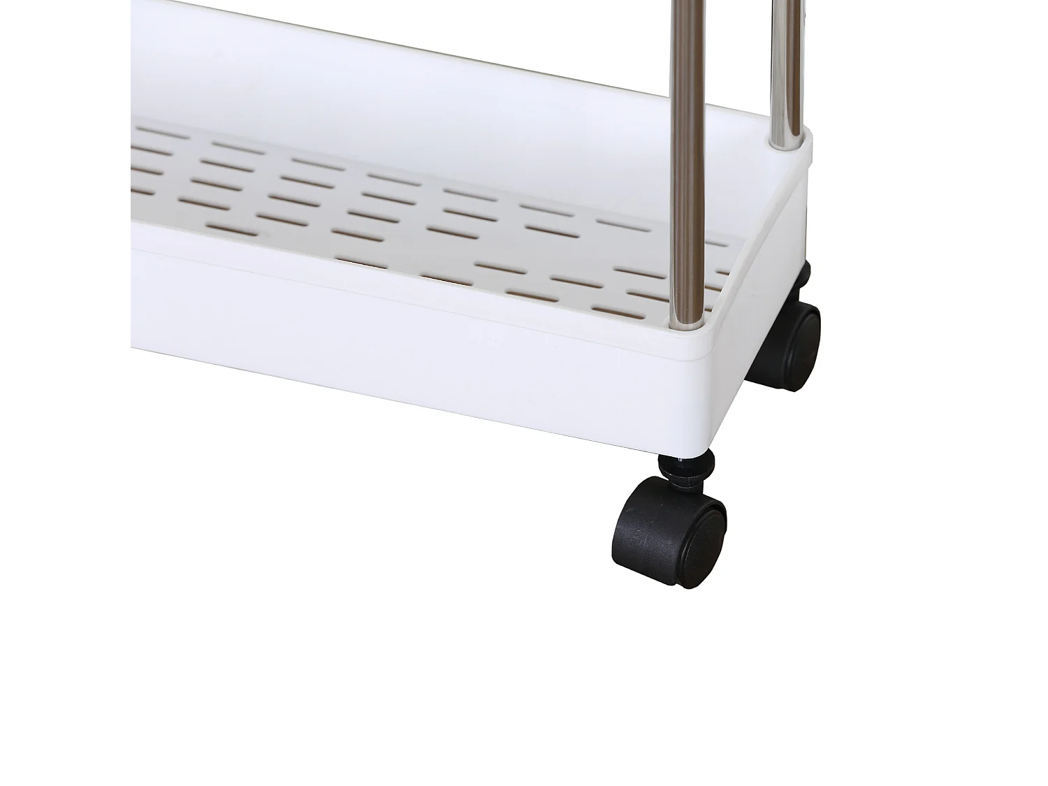 Chariot de cuisine à roues 3 étagères Plastique Blanc Gain de place