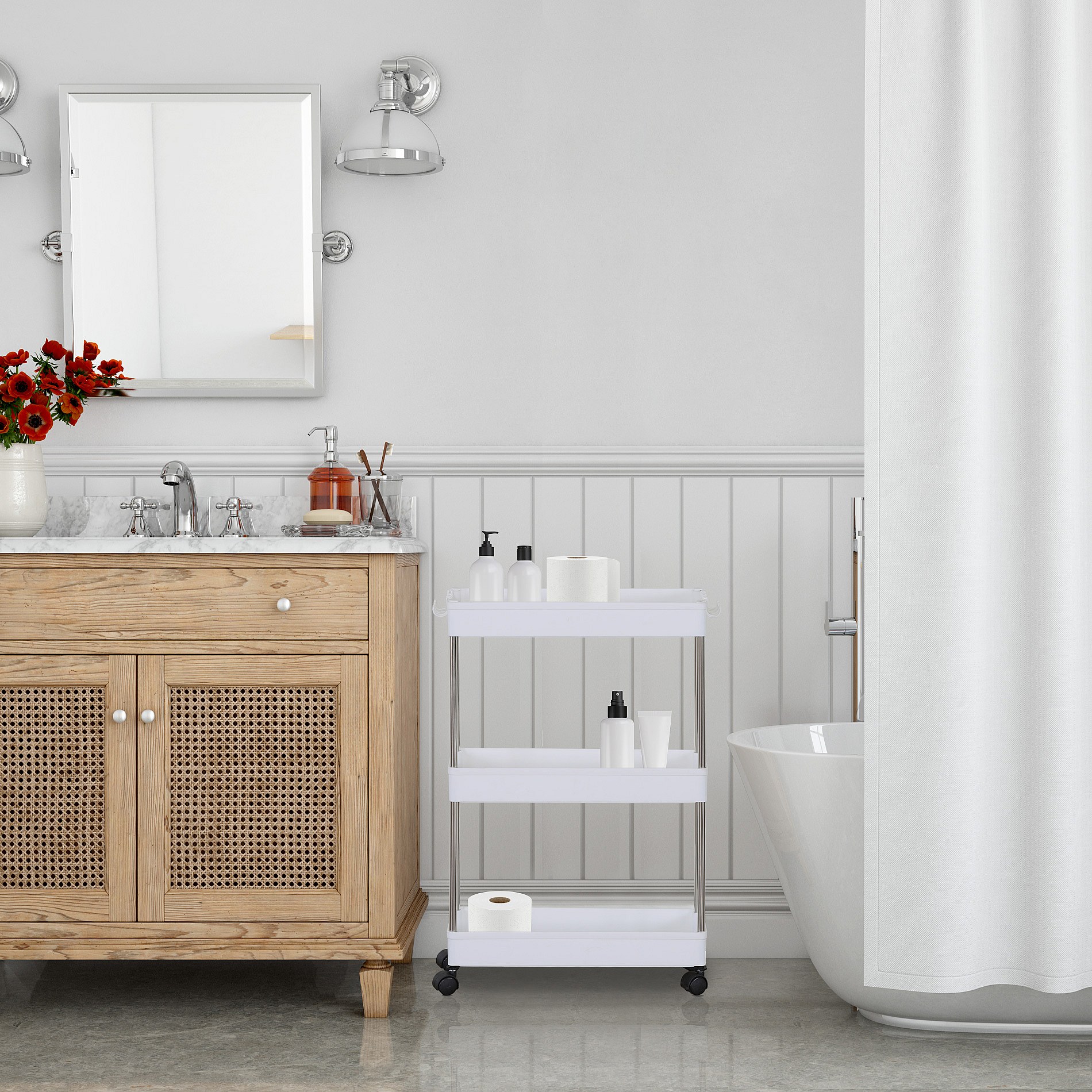 Chariot De Rangement 2 à 5 Niveaux - Organisateur Mobile Pour Cuisine, Salle De Bain, étroit