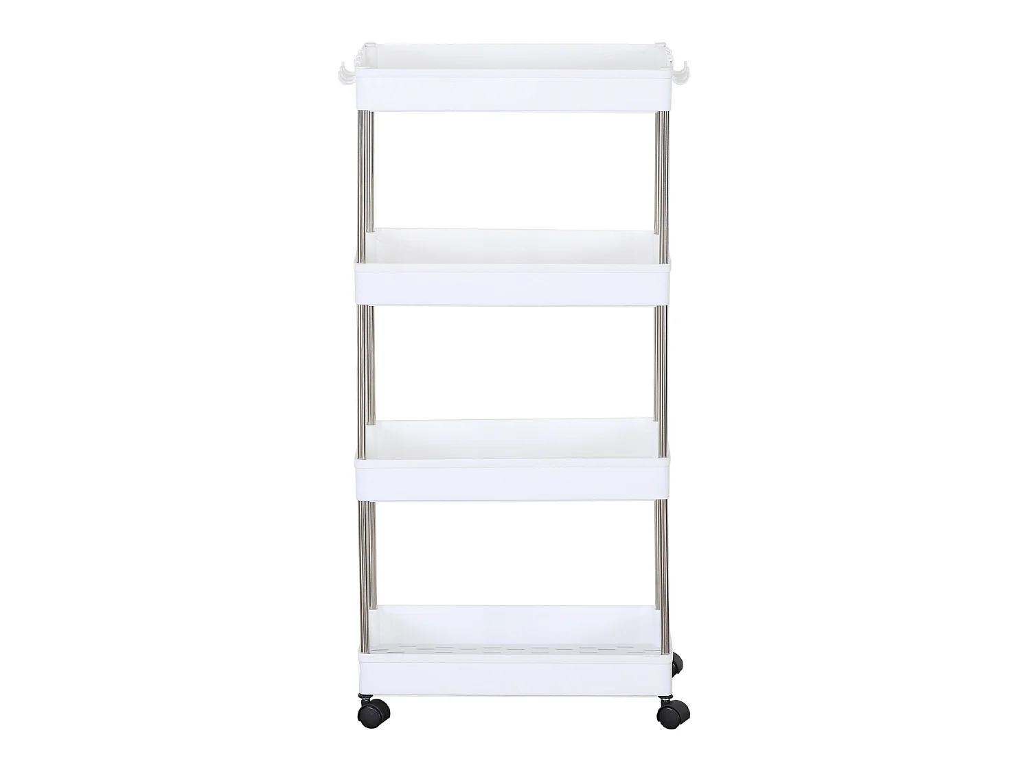 Chariot de cuisine avec roulettes 4 étagères en plastique blanc
