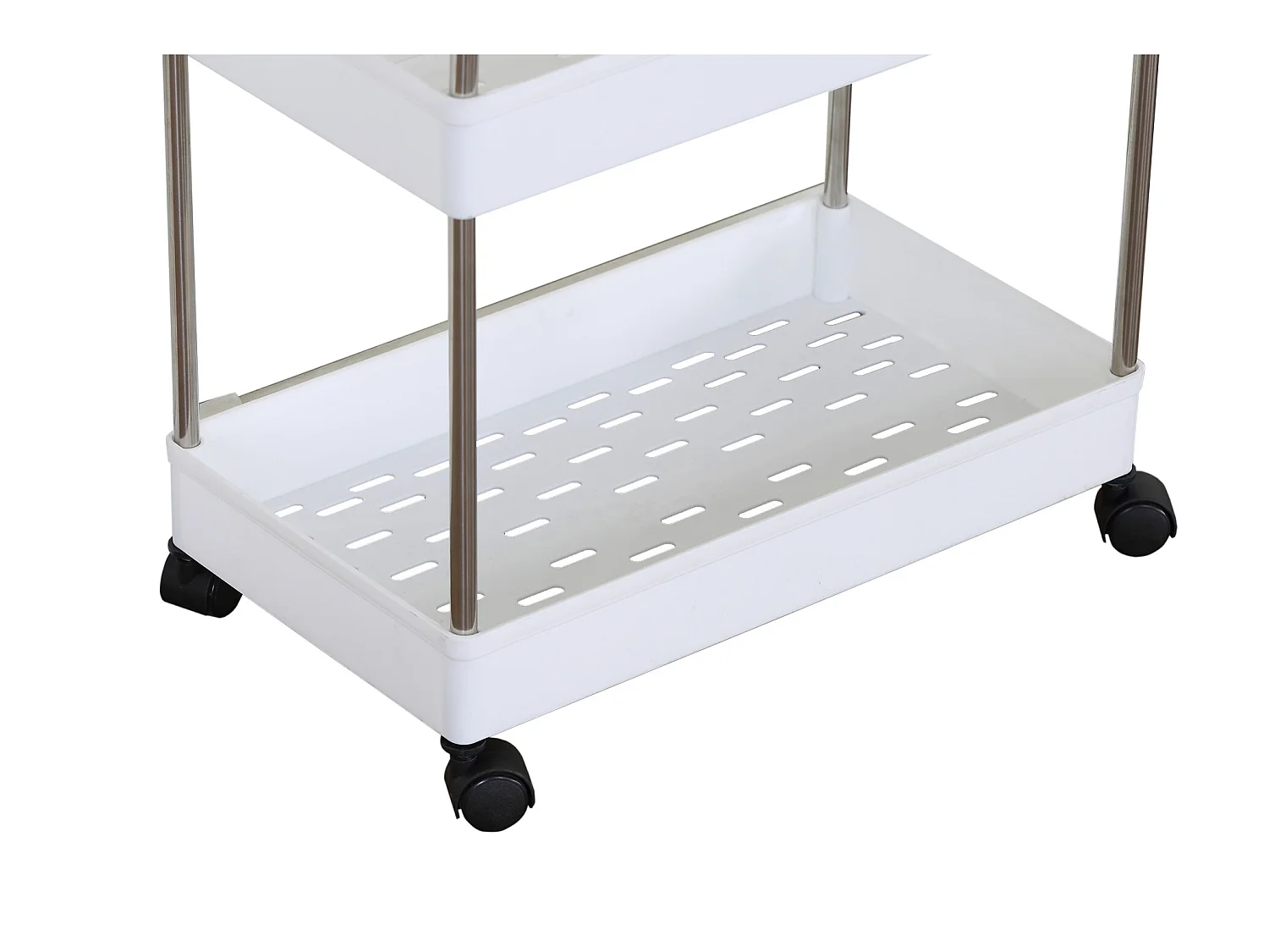 Chariot de cuisine avec roulettes 4 étagères en plastique blanc