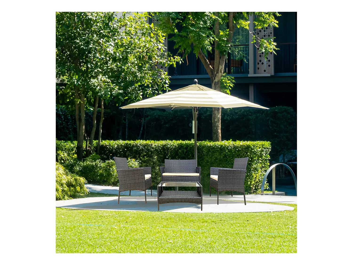 Ensemble d'Extérieur Meubles de Jardin avec coussins Gris Polyrattan