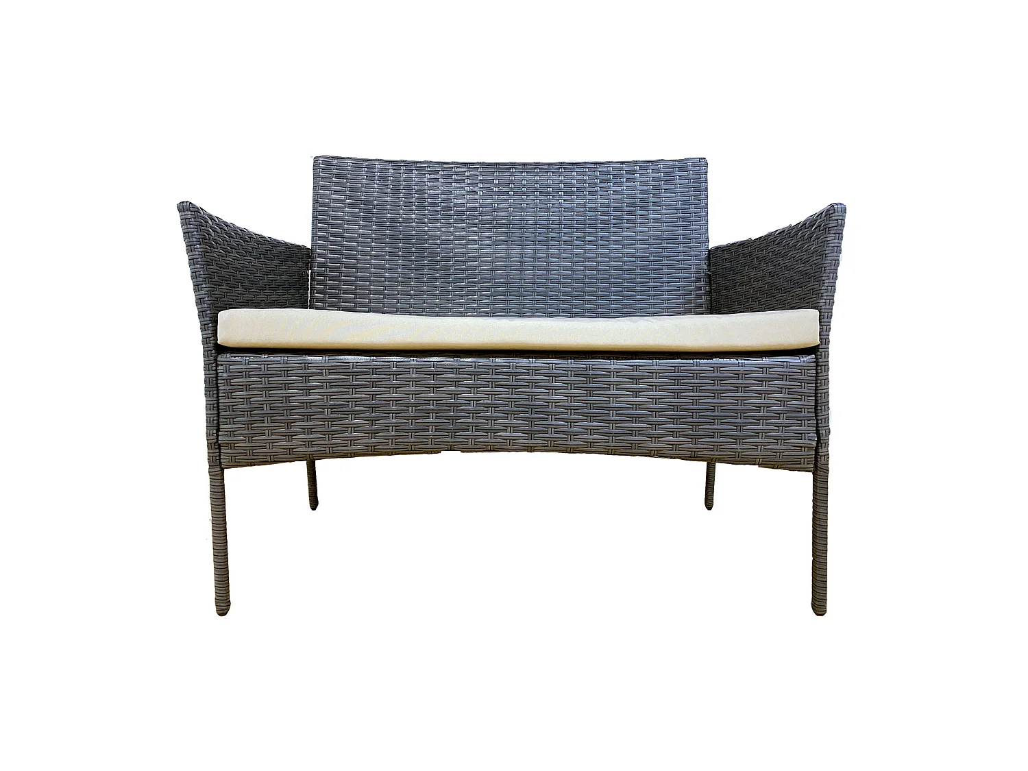 Ensemble d'Extérieur Meubles de Jardin avec coussins Gris Polyrattan