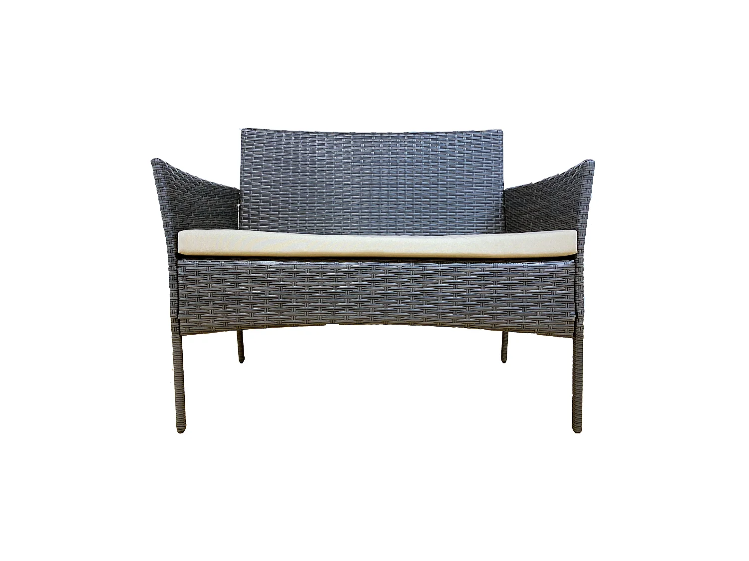Ensemble d'Extérieur Meubles de Jardin avec coussins Gris Polyrattan