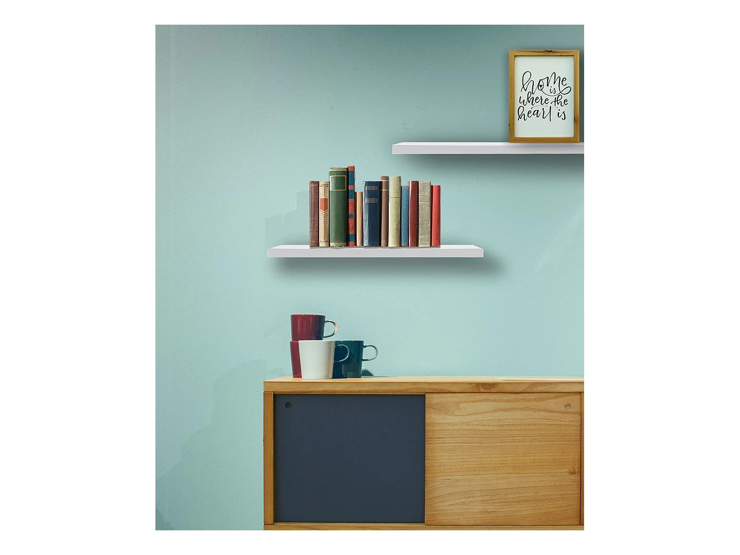 2 Juego Estanterias Repisas Madera Blanco Moderno 3.8x60x25