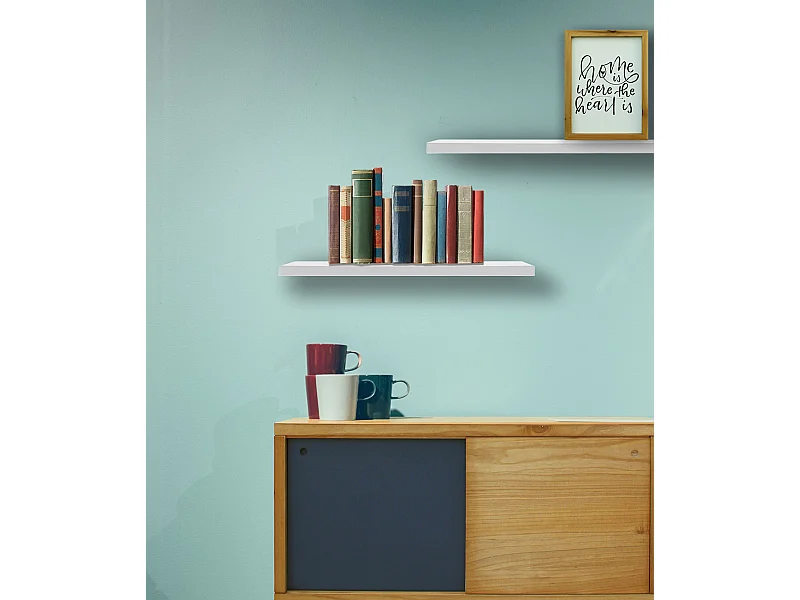 2 Juego Estanterias Repisas Madera Blanco Moderno 3.8x60x25