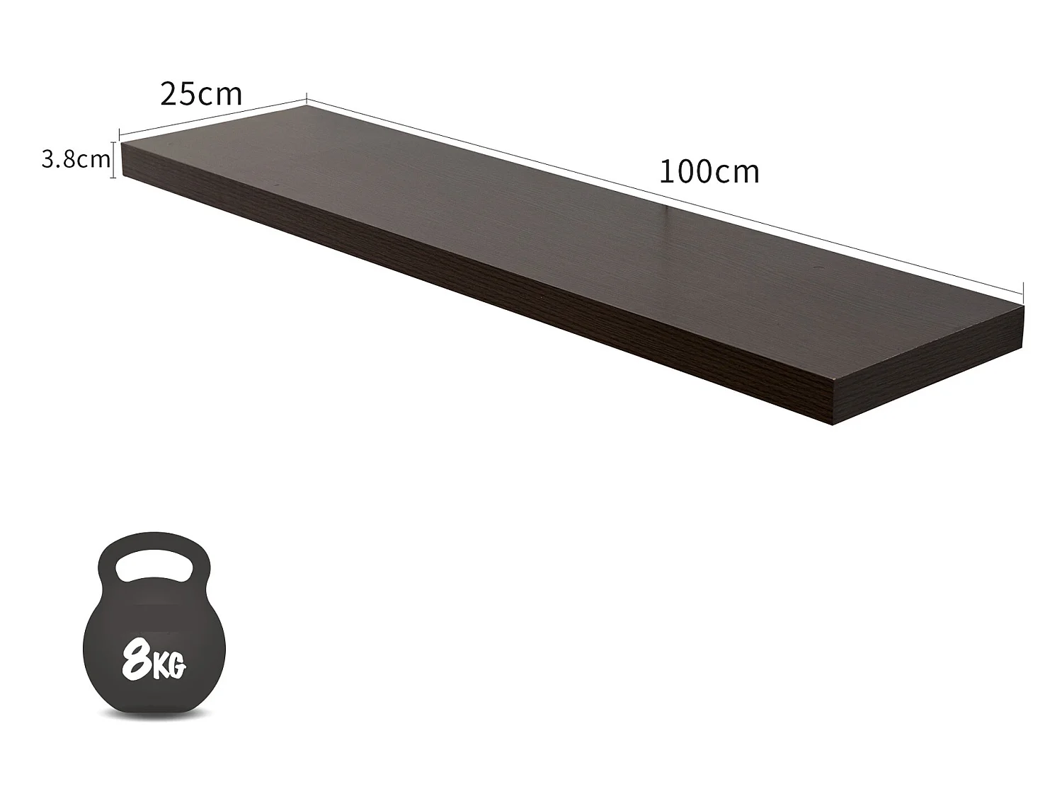 Set De 2 Etagères Bois Modernes Marron Foncé 3,8x100x25