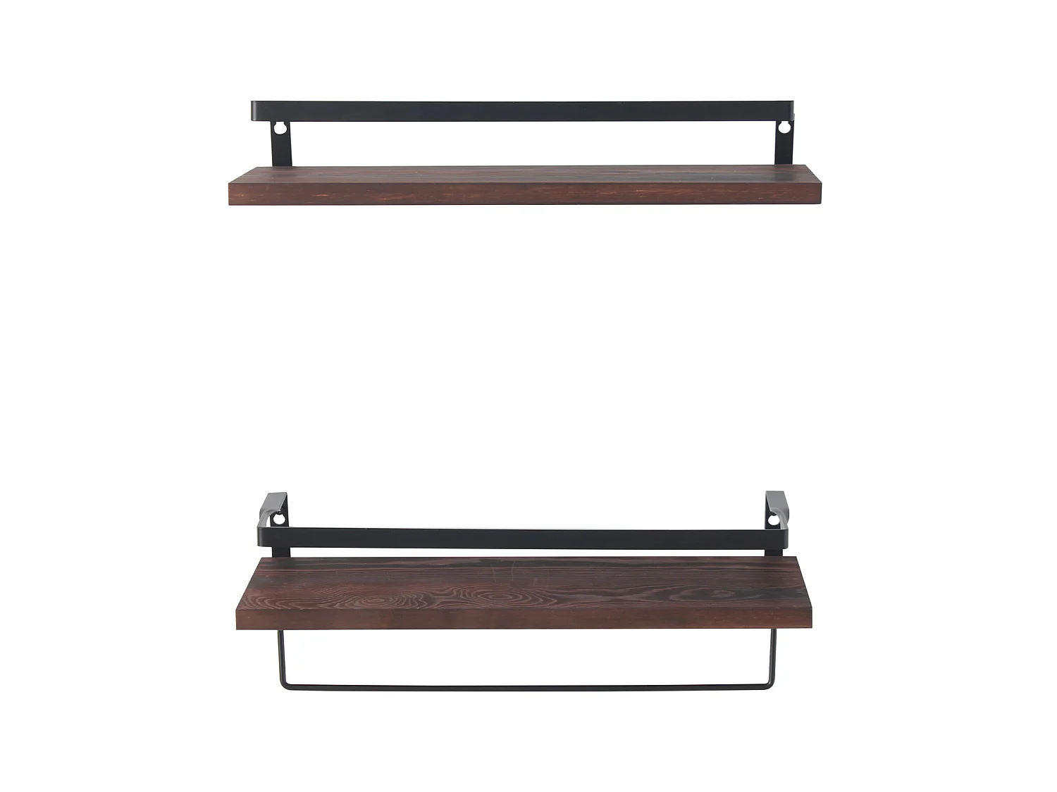 Jeu de 2 étagères murales en bois et métal pour salon et cuisine
