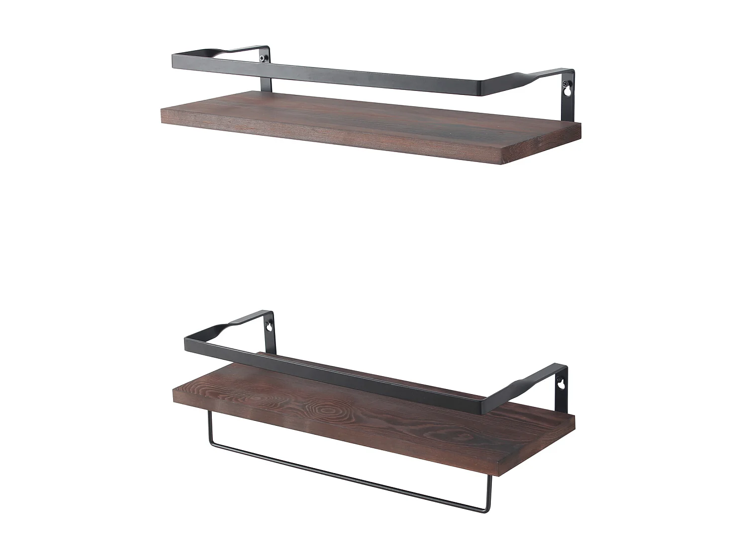 Jeu de 2 étagères murales en bois et métal pour salon et cuisine