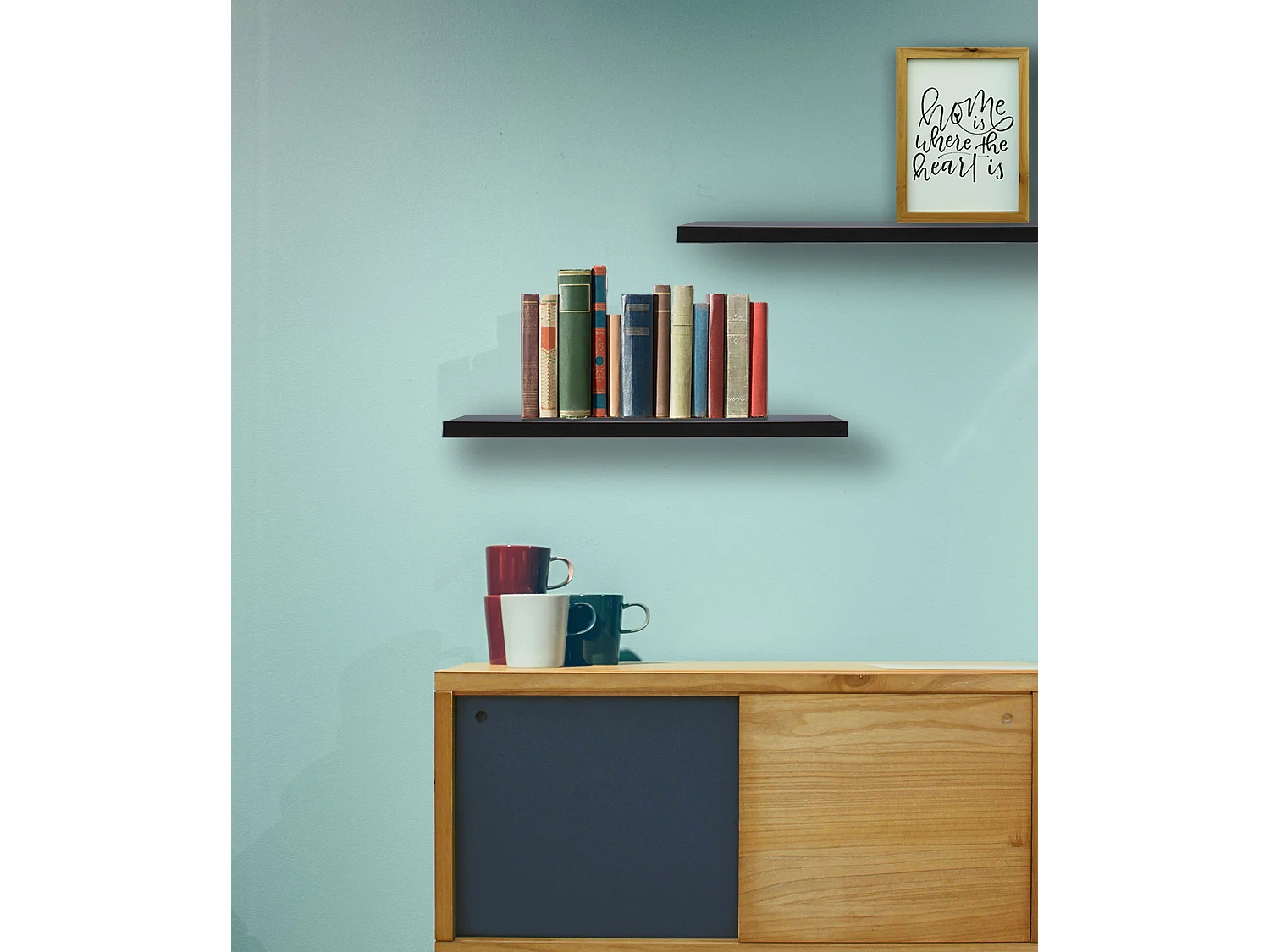 2 Estanterias Repisas Moderno Wengué Mdf 3.8x60x25