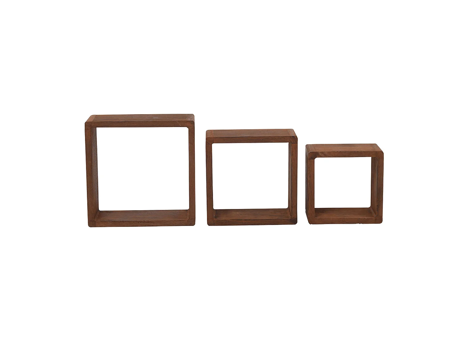 Lot 3 Etagere Biblioteque Carre Bois Sombre Vintage 26x26x9