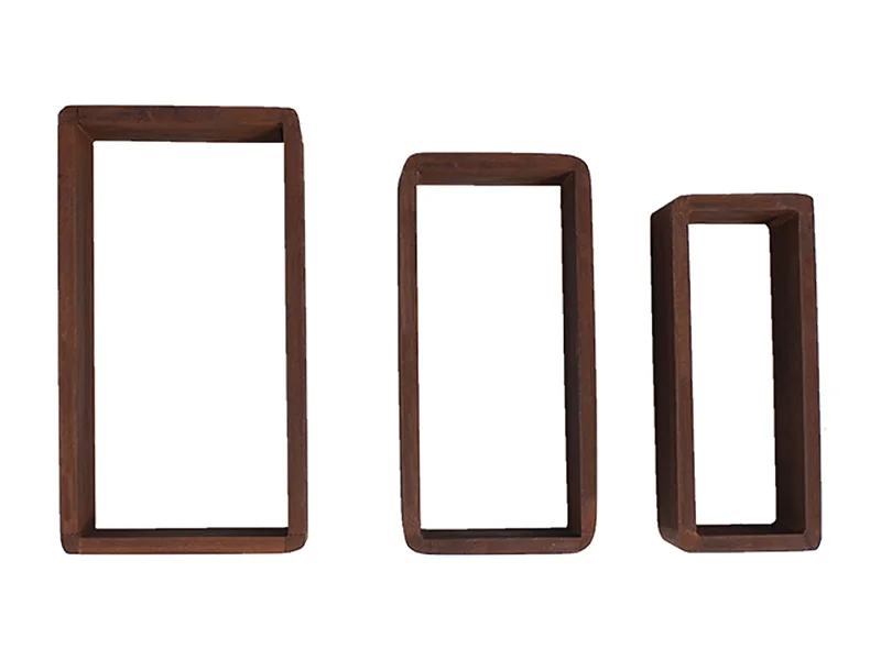 Set 3 Mensole Parete Rettangolari Legno Scuro Design 39x21x10