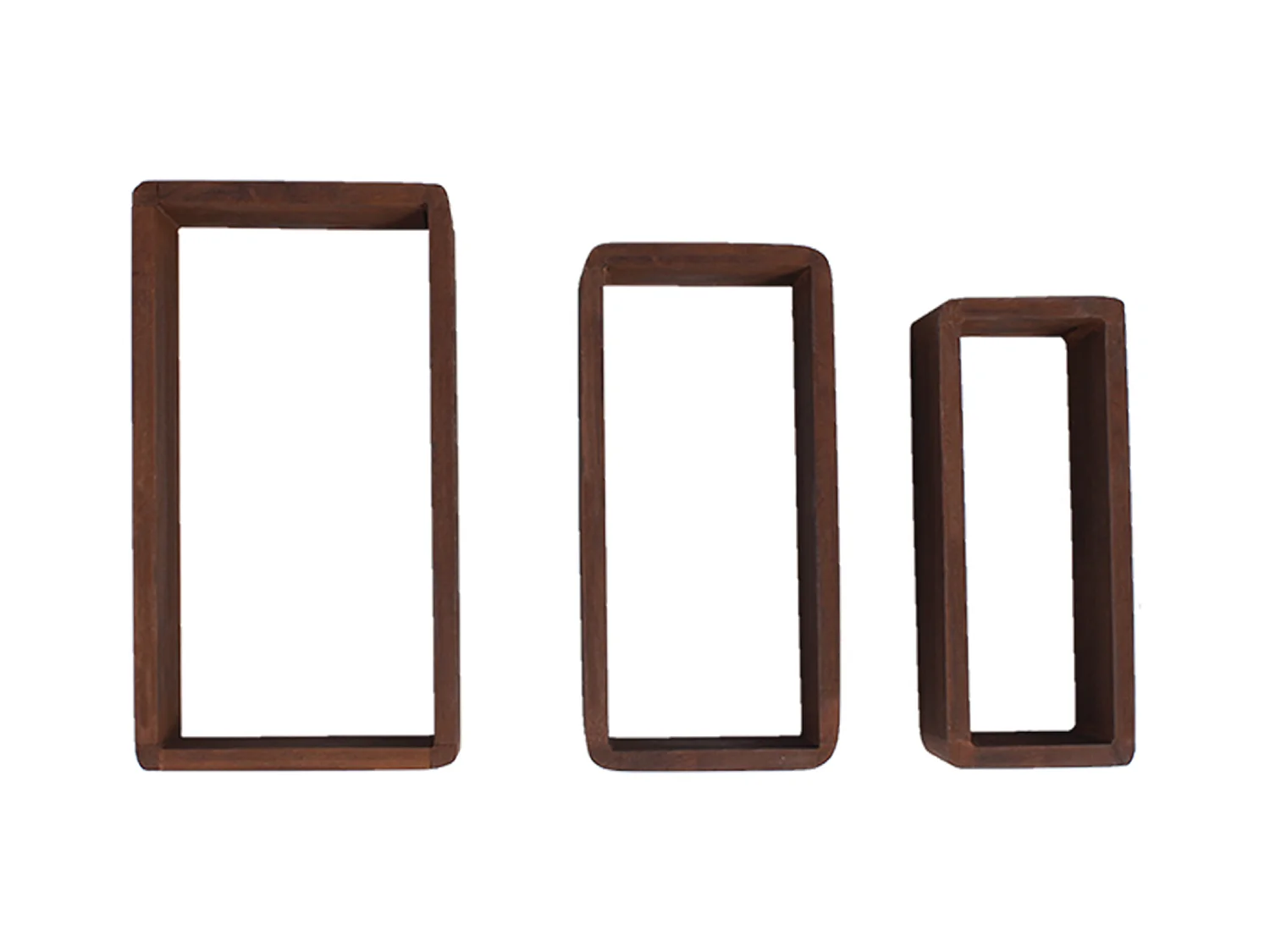 Set 3 Mensole Parete Rettangolari Legno Scuro Design 39x21x10