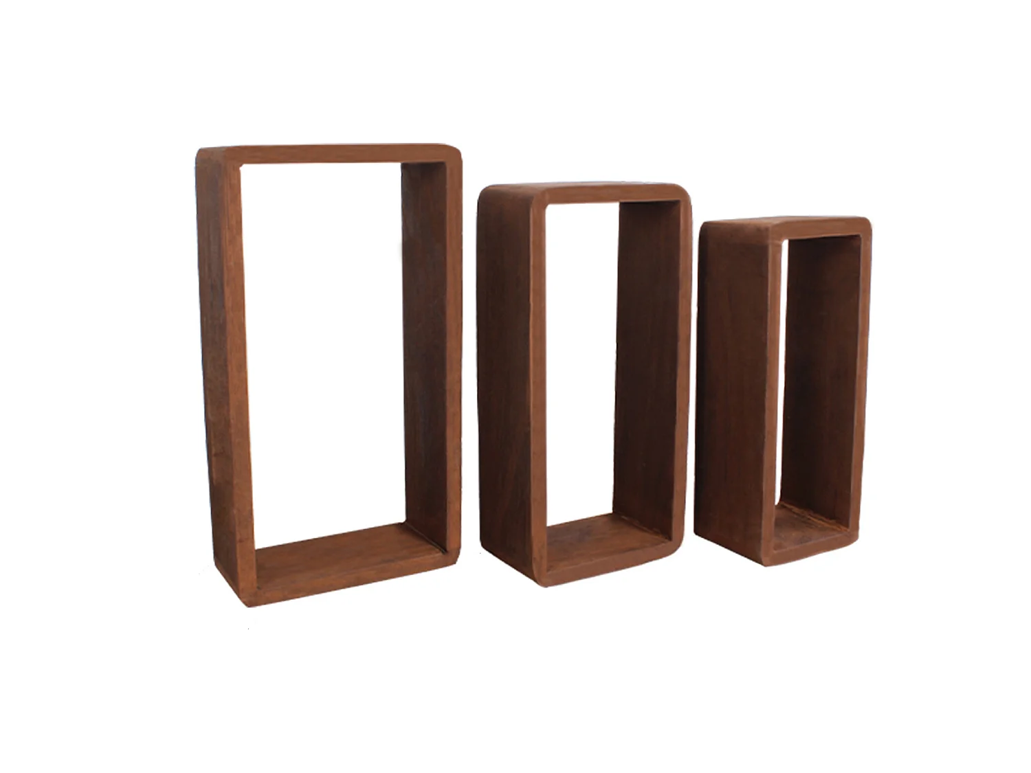Set 3 Mensole Parete Rettangolari Legno Scuro Design 39x21x10