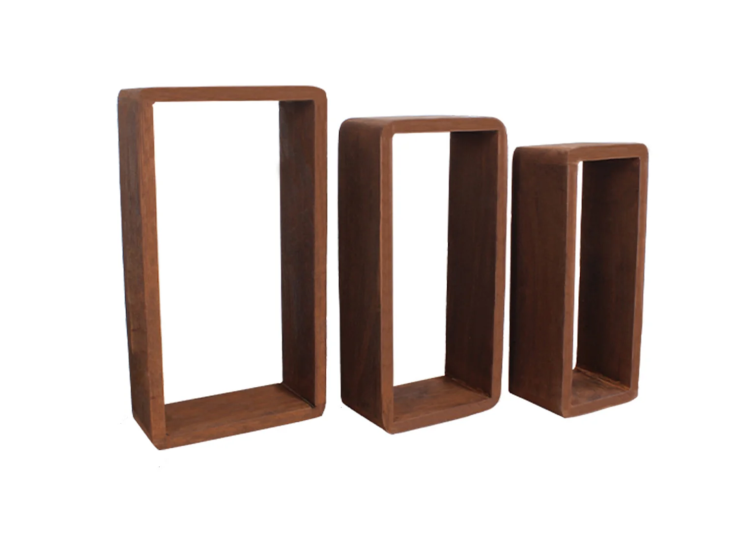 Set 3 Mensole Parete Rettangolari Legno Scuro Design 39x21x10