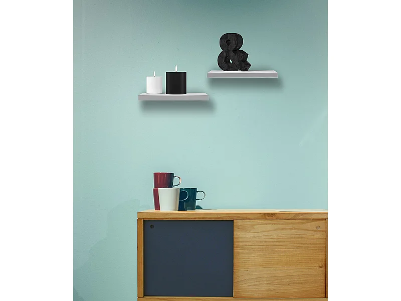 2 Mensole Scaffali Bianchi Legno Contemporaneo 3.8x25x25