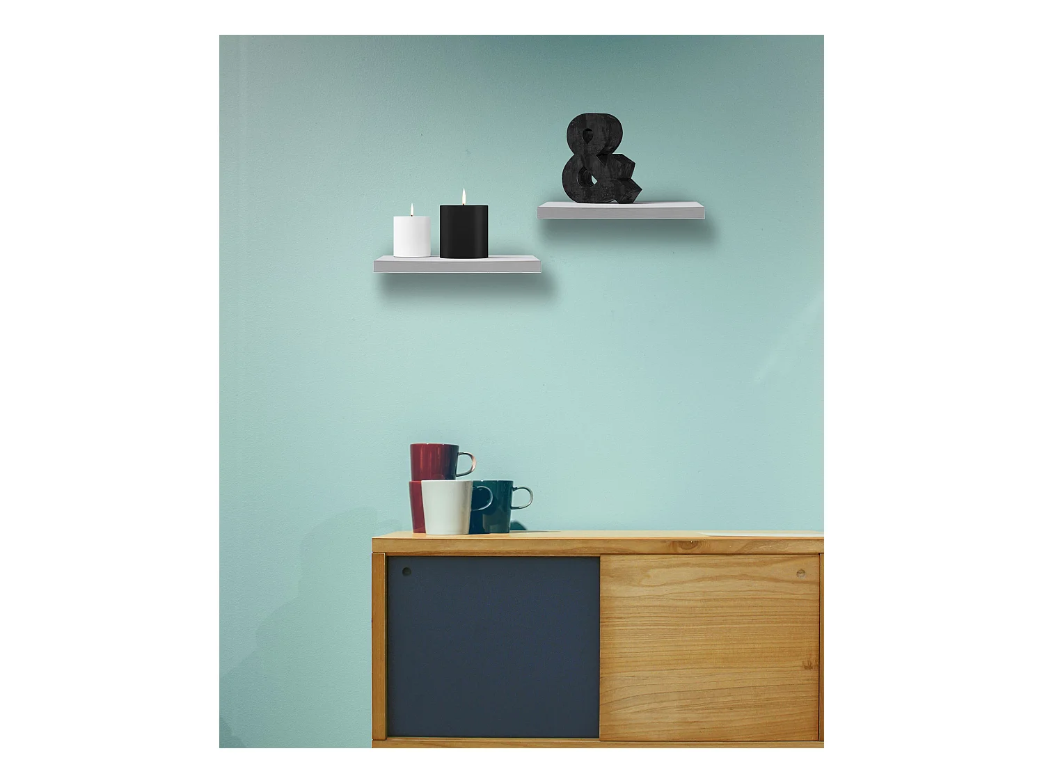 2 Étagères Blanches Bois Design Chambre Contemporaine 3,8x25x25