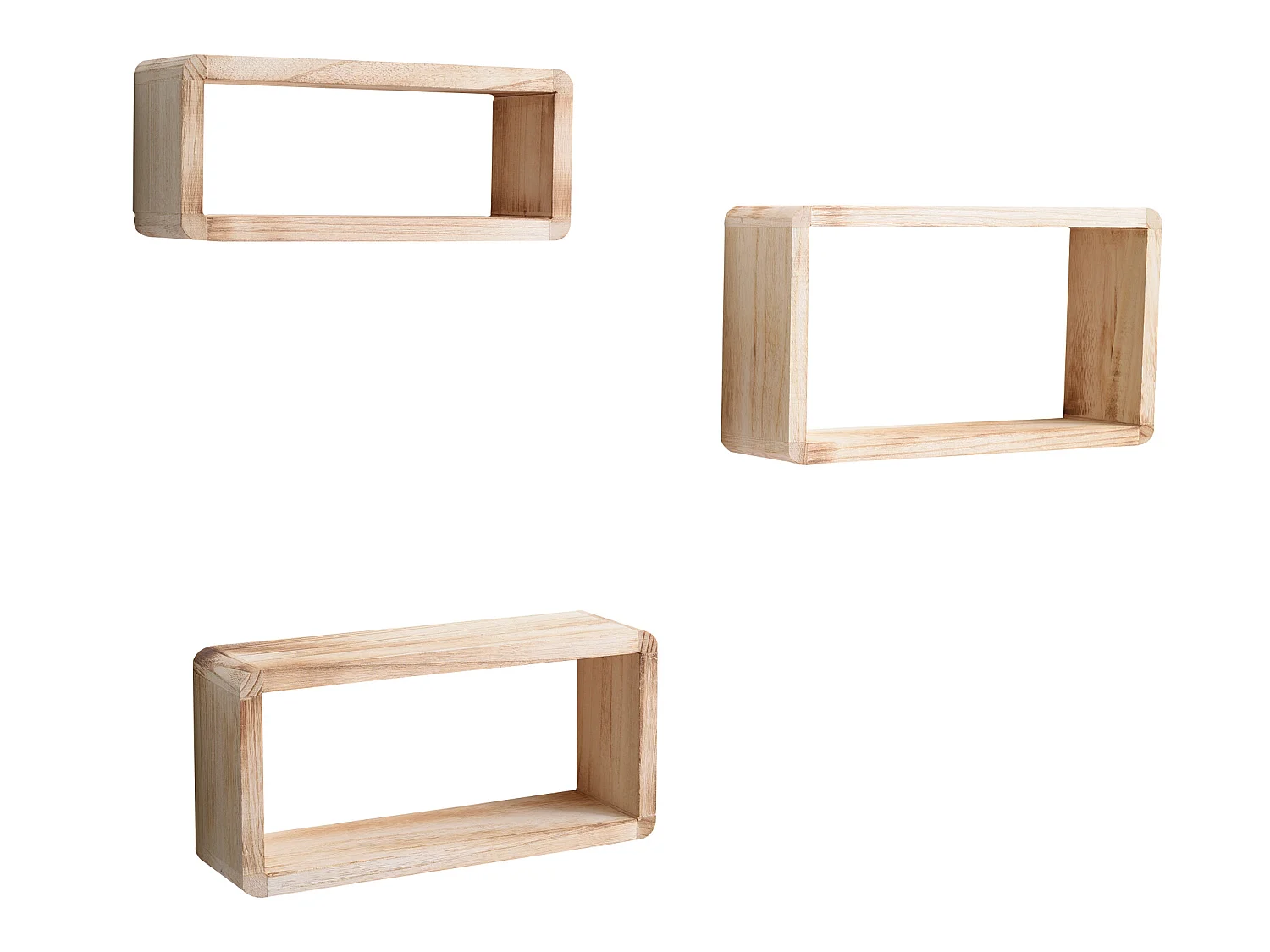 Rebecca Mobili Conjunto 3 Prateleiras Retangulares Vintage Madeira Ligeira 41x24x9