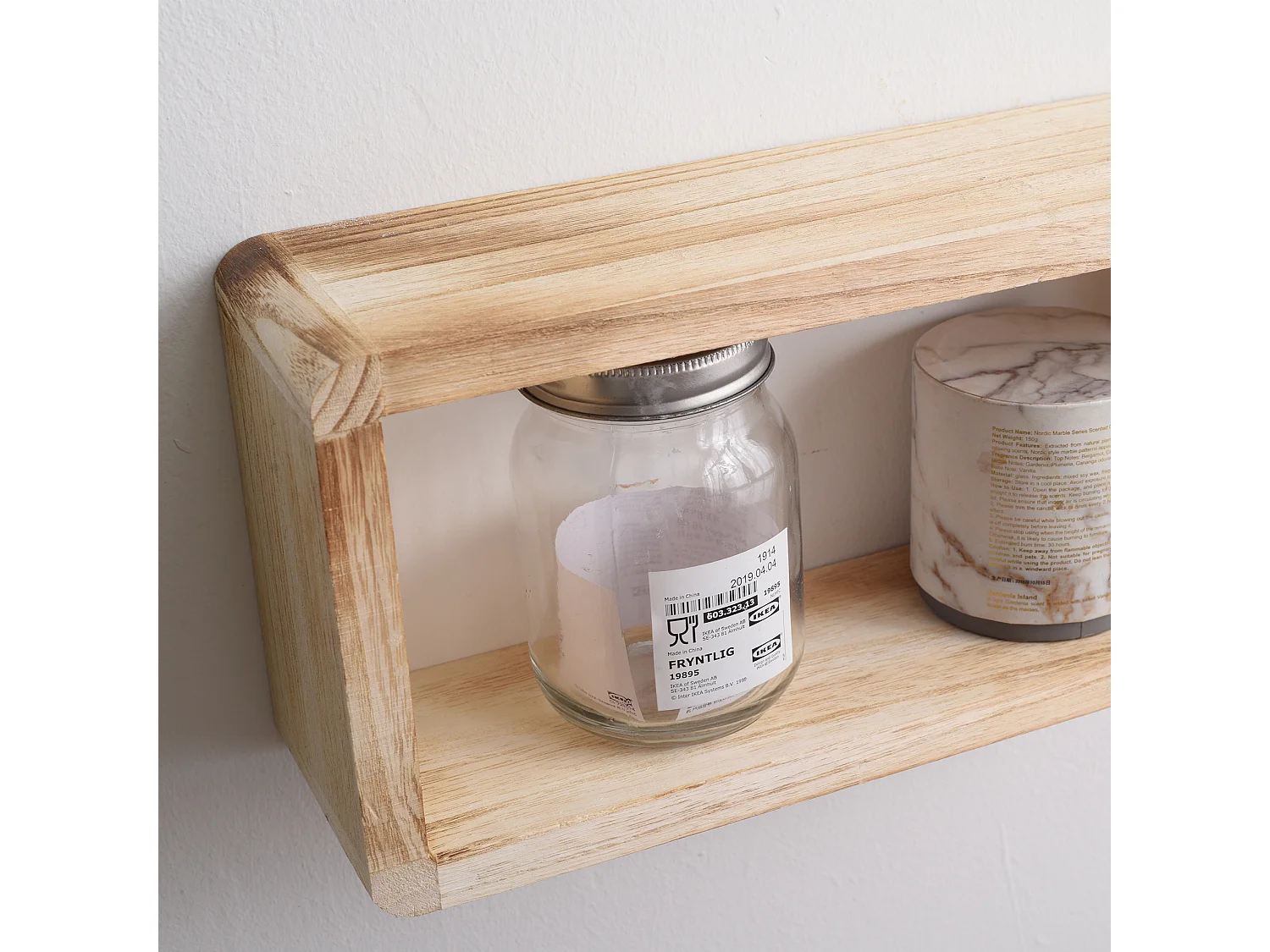 Set 3 Mensole Scaffali Rettangoliari Legno Chiaro Vintage 41x24x9