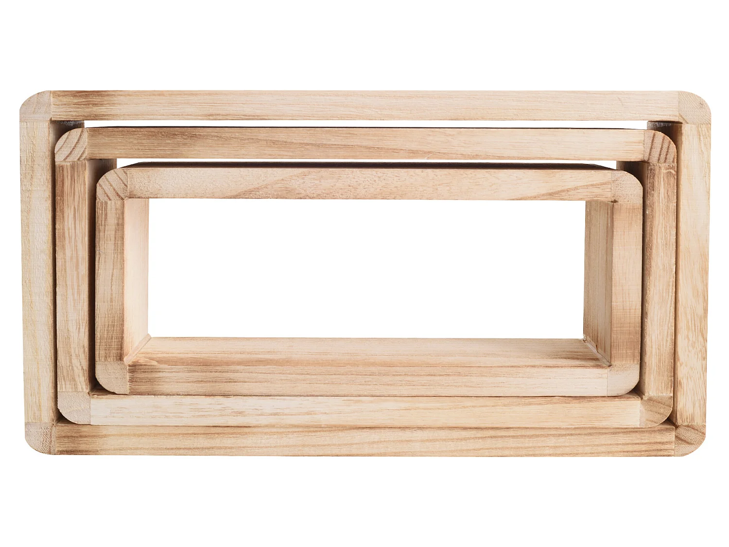 Set 3 Mensole Scaffali Rettangoliari Legno Chiaro Vintage 41x24x9