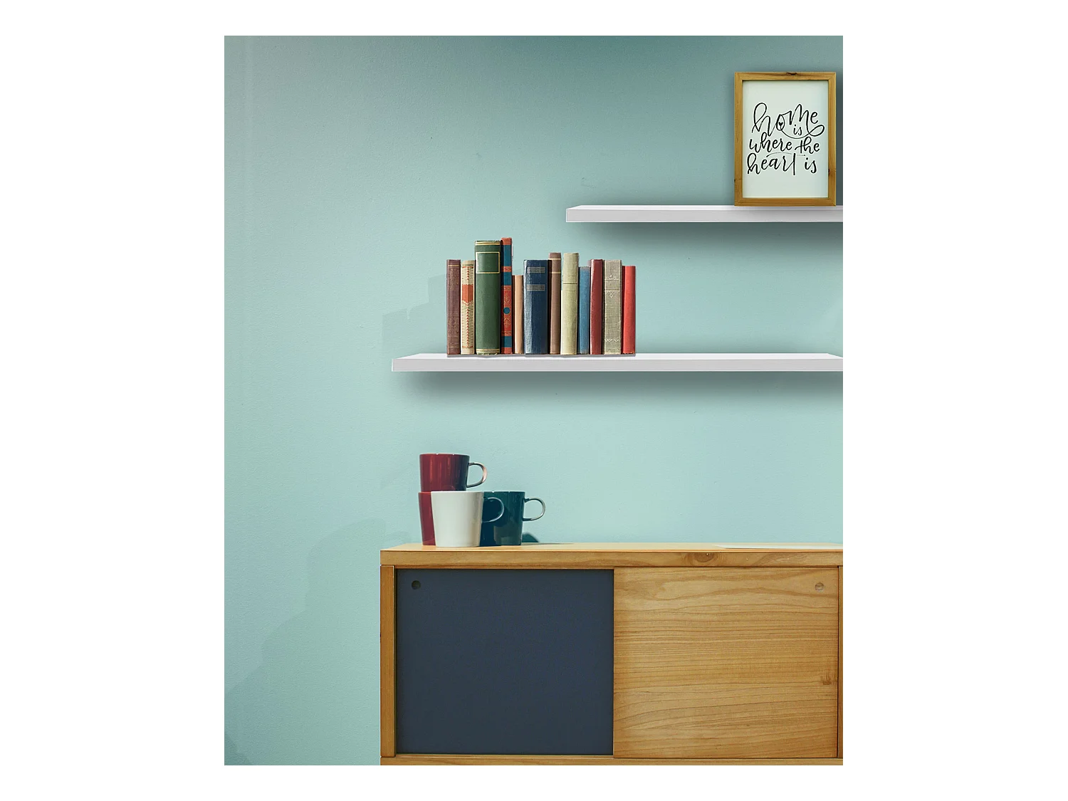 Rebecca Mobili 2 wandplanken wit MDF entree eigentijdse stijl woonkamer woondecoratie