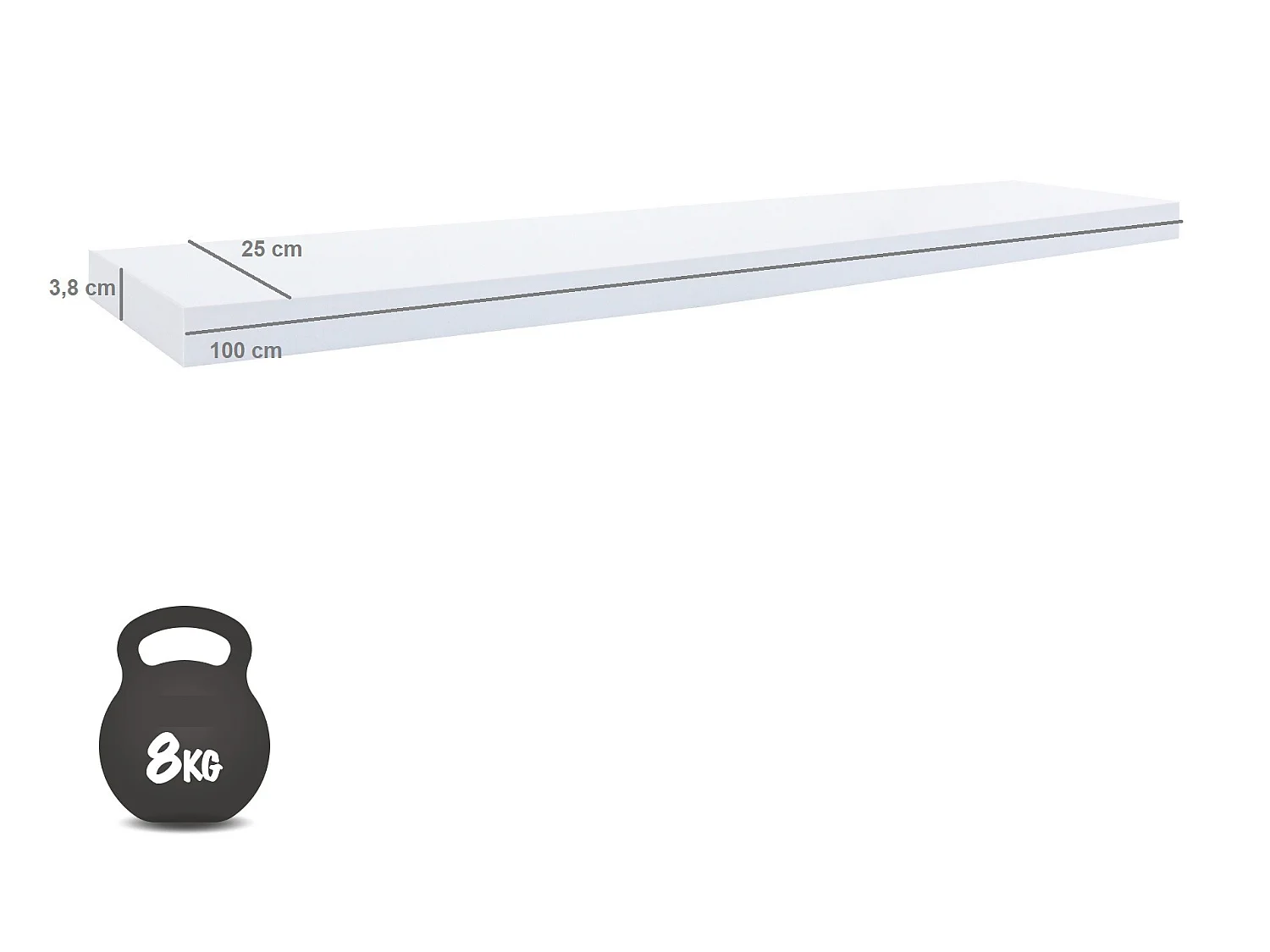 Set 2 Étagères Blanches Bois Mdf Chambre Moderne 3,8x100x25