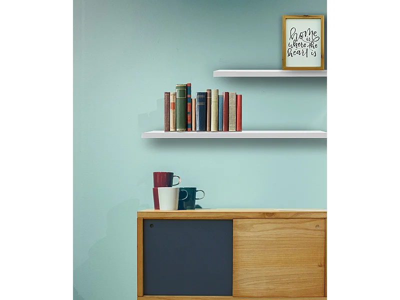 Set 2 Étagères Blanches Bois Mdf Chambre Moderne 3,8x100x25