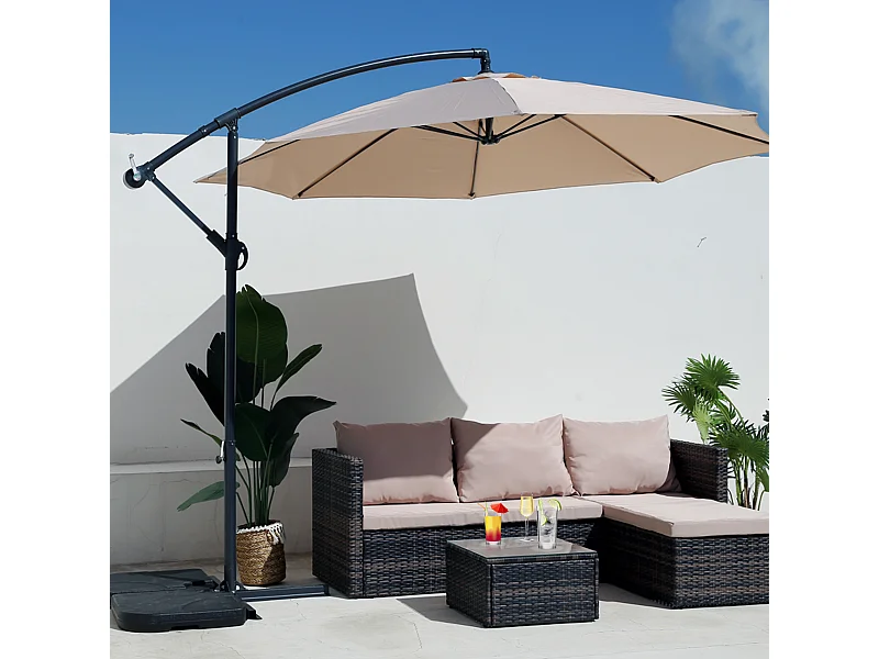 Sombrilla de Jardín Beige 3x3 Varillas de acero Parasol para Piscina