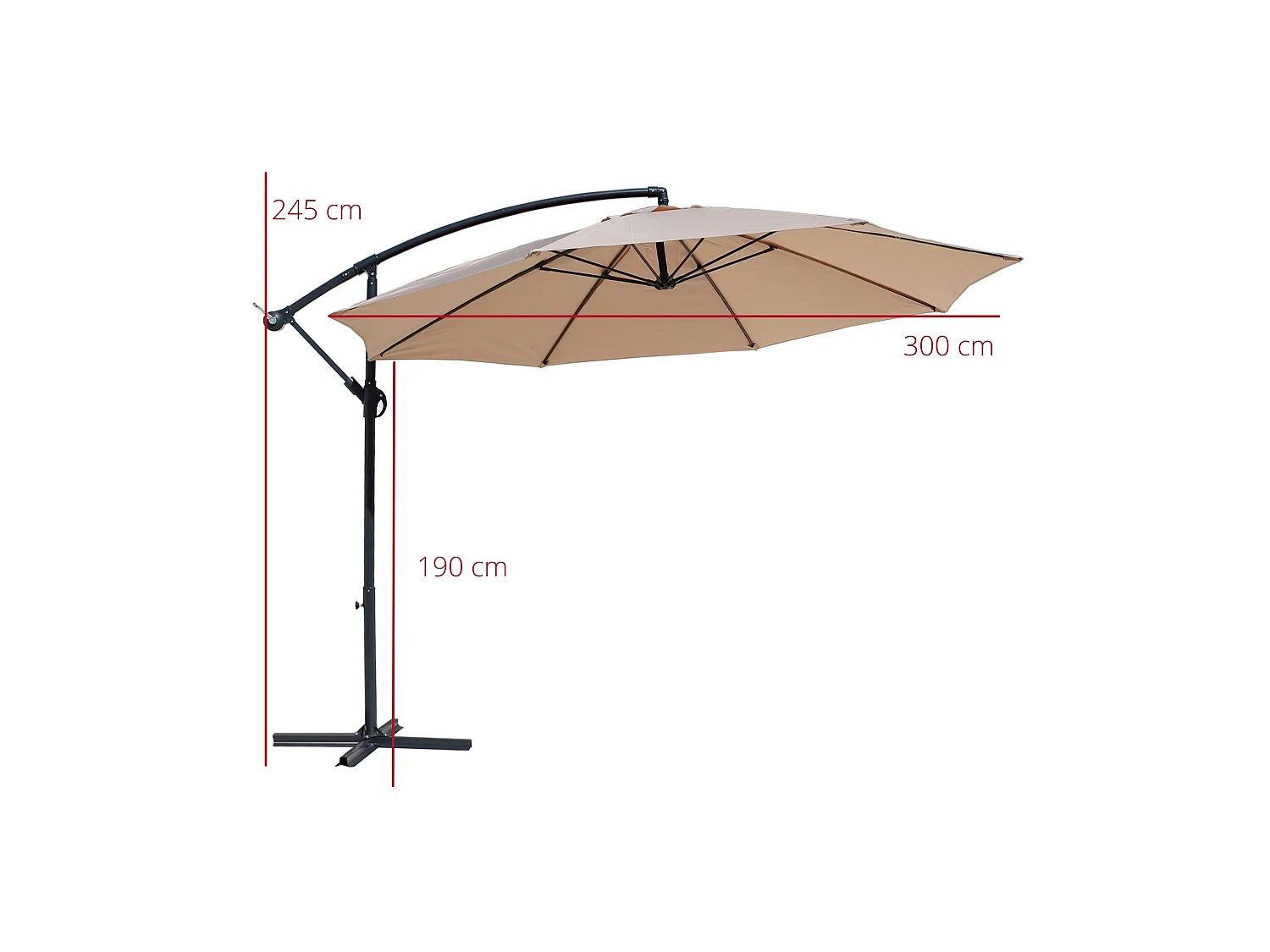 Sombrilla de Jardín Beige 3x3 Varillas de acero Parasol para Piscina