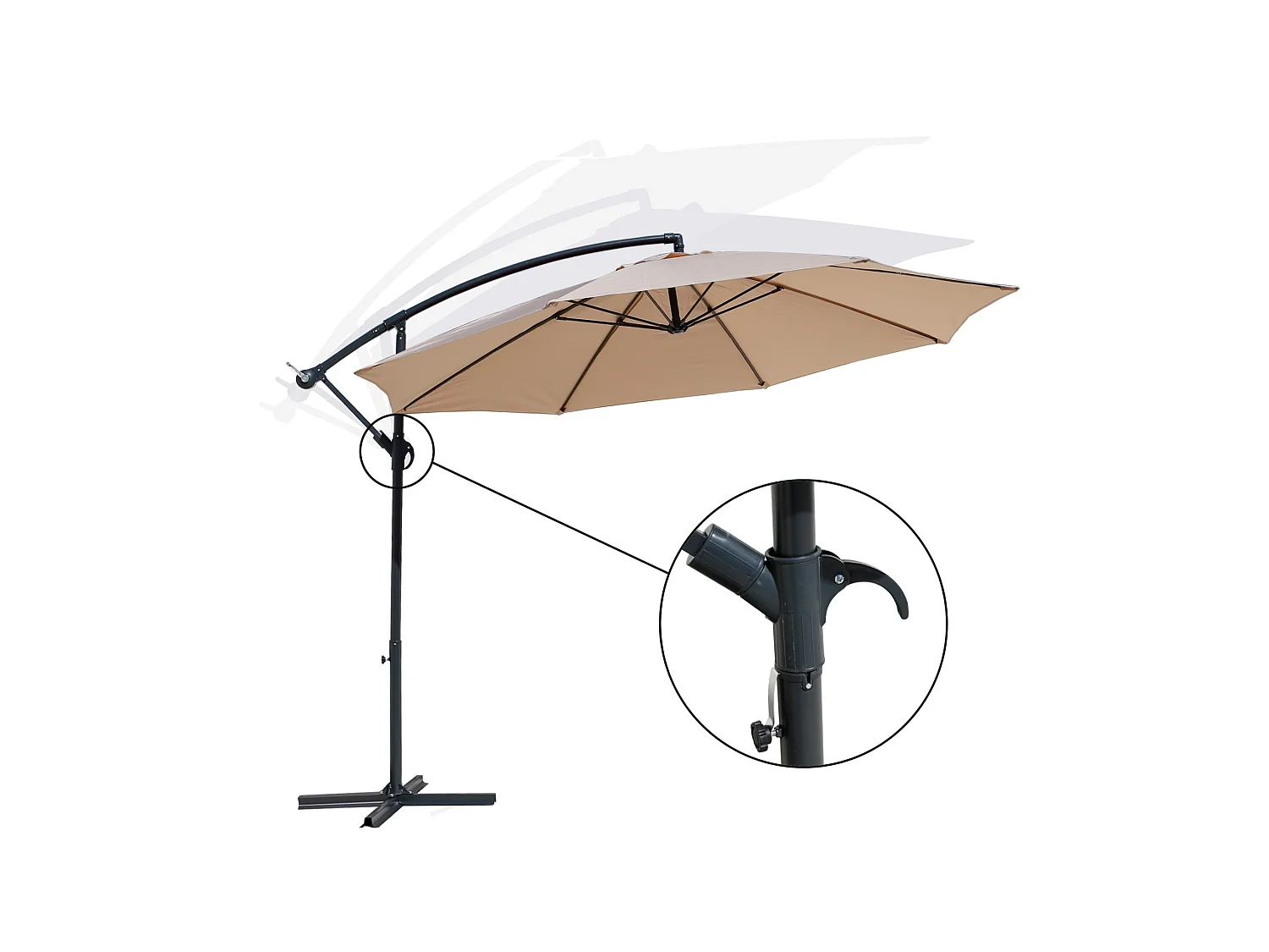 Sombrilla de Jardín Beige 3x3 Varillas de acero Parasol para Piscina