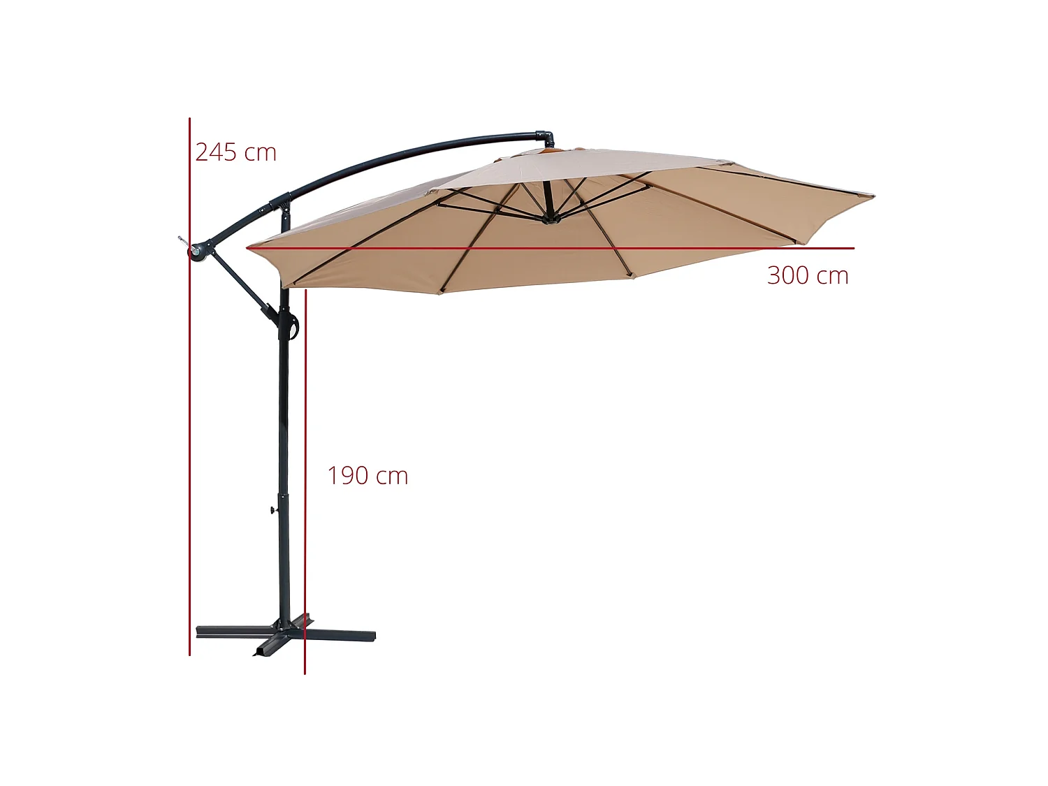 Guarda-chuva de jardim bege 3x3 Pólo de aço decente para Piscina