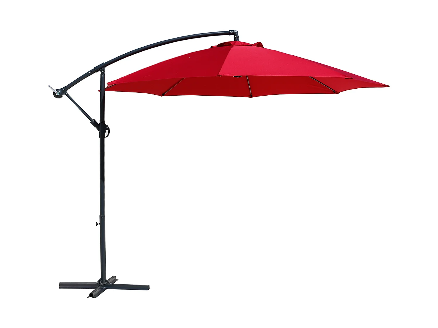 Paraguas de Jardín Rojo 3x3 Parasol Descentralizado de acero Apertura de manivela