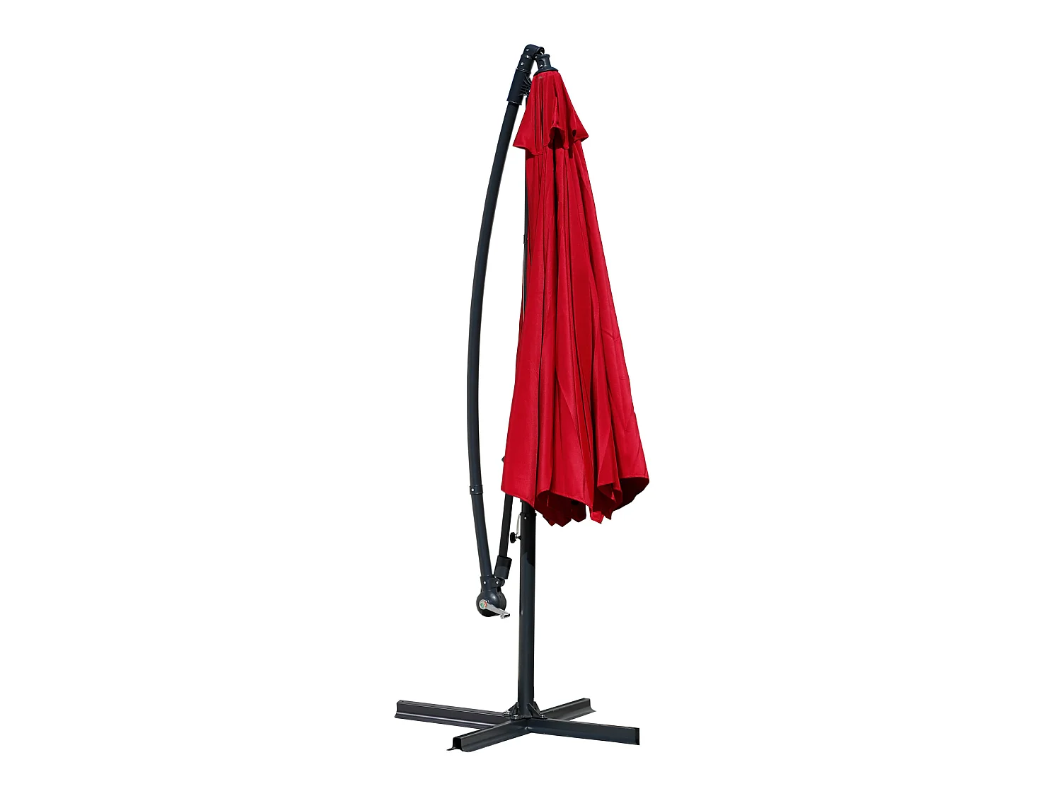 Parapluie de jardin Parasol Rouge 3x3 en Acier Ouverture à manivelle