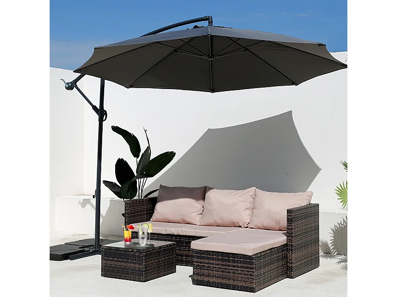 Ombrellone da Giardino Grigio Scuro 3x3 Palo Decentrato in Acciaio per Esterno