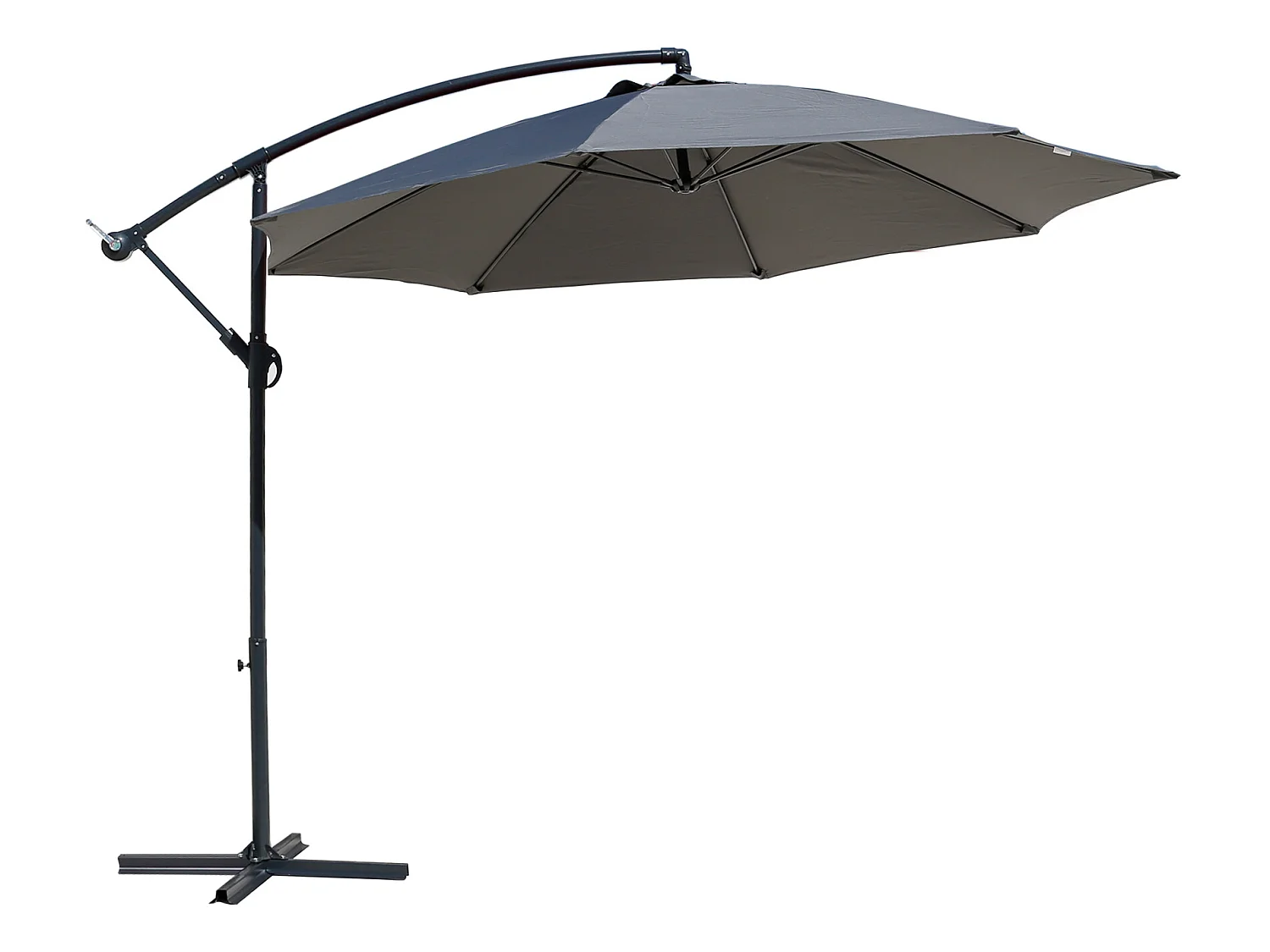 Ombrellone da Giardino Grigio Scuro 3x3 Palo Decentrato in Acciaio per Esterno