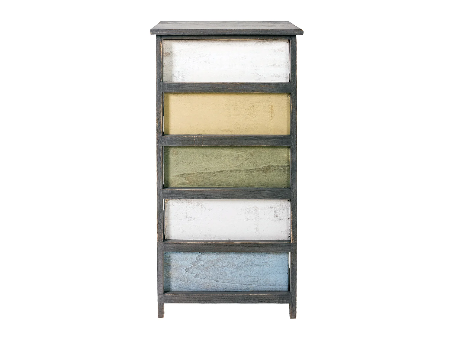 Cassettiera Comodino 5 Cassetti Legno Grigio Rustico 87x40x29